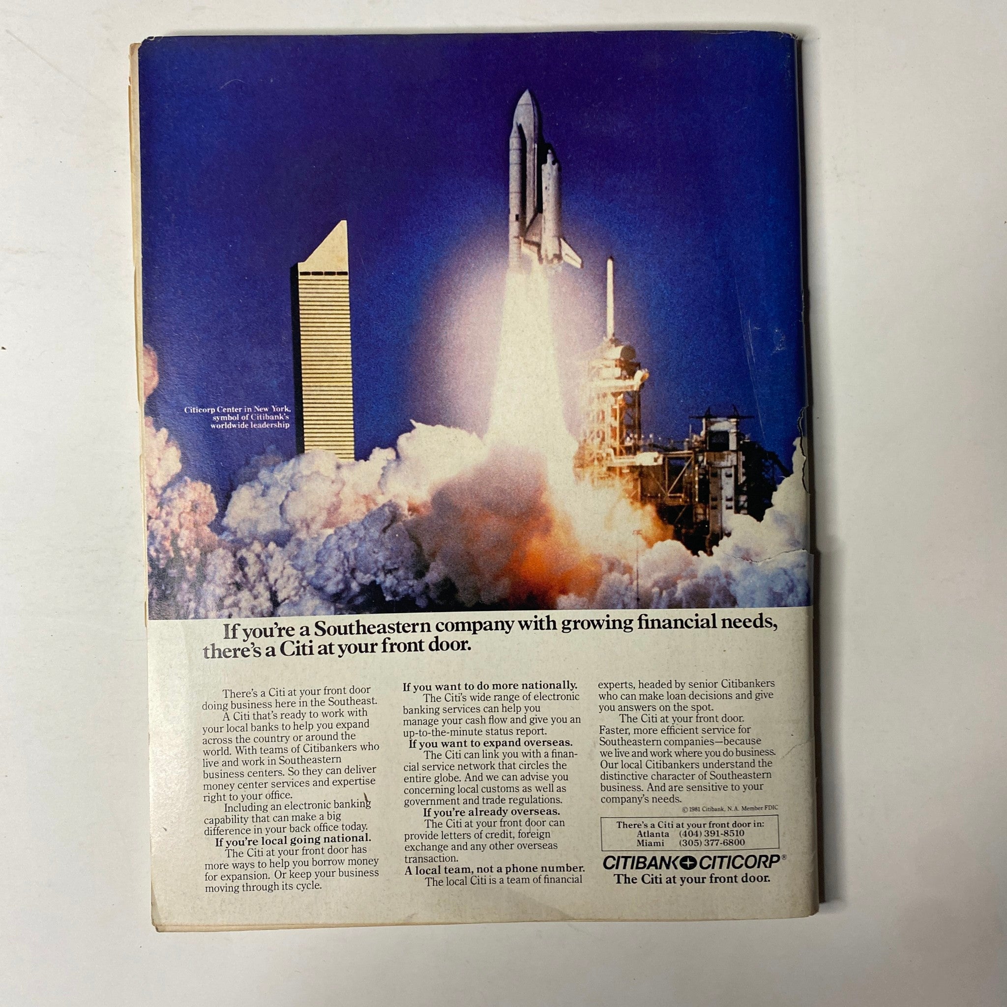 Back cover of Forbes Magazine December 7, 1981, featuring an advertisement related to CitiBank services for growing financial needs.