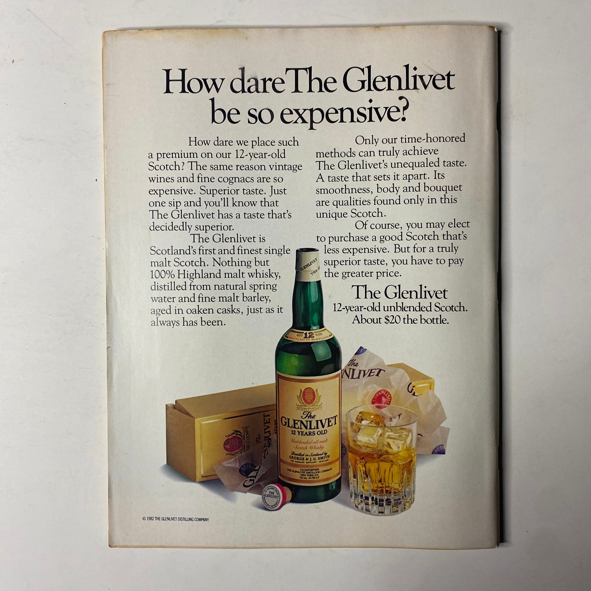 Forbes Magazine February 14, 1983 showcasing an advertisement for The Glenlivet 12-year-old Scotch, emphasizing its quality and superior taste.