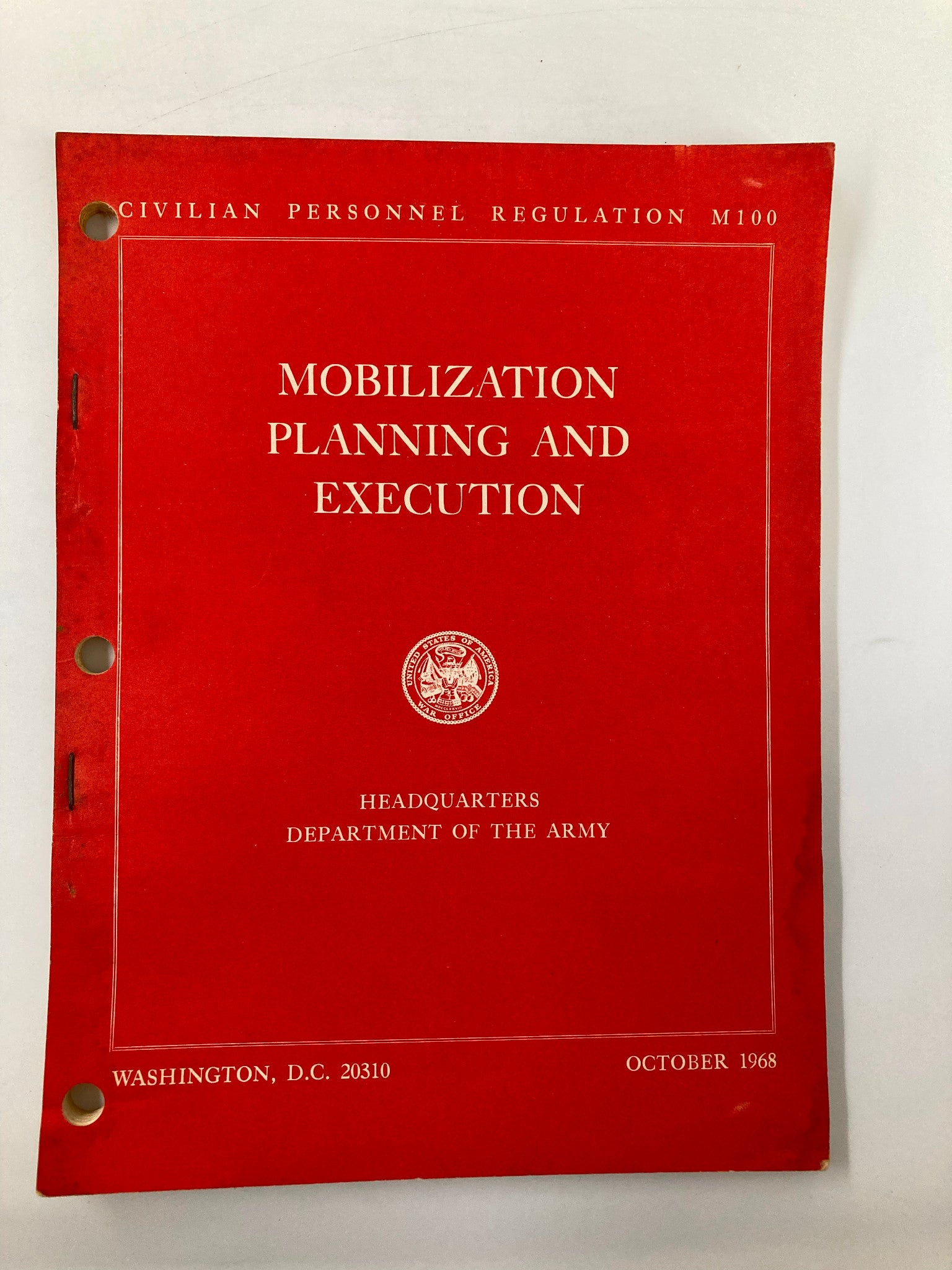 Mobilization Planning and Execution October 1968 Headquarters Department of Army