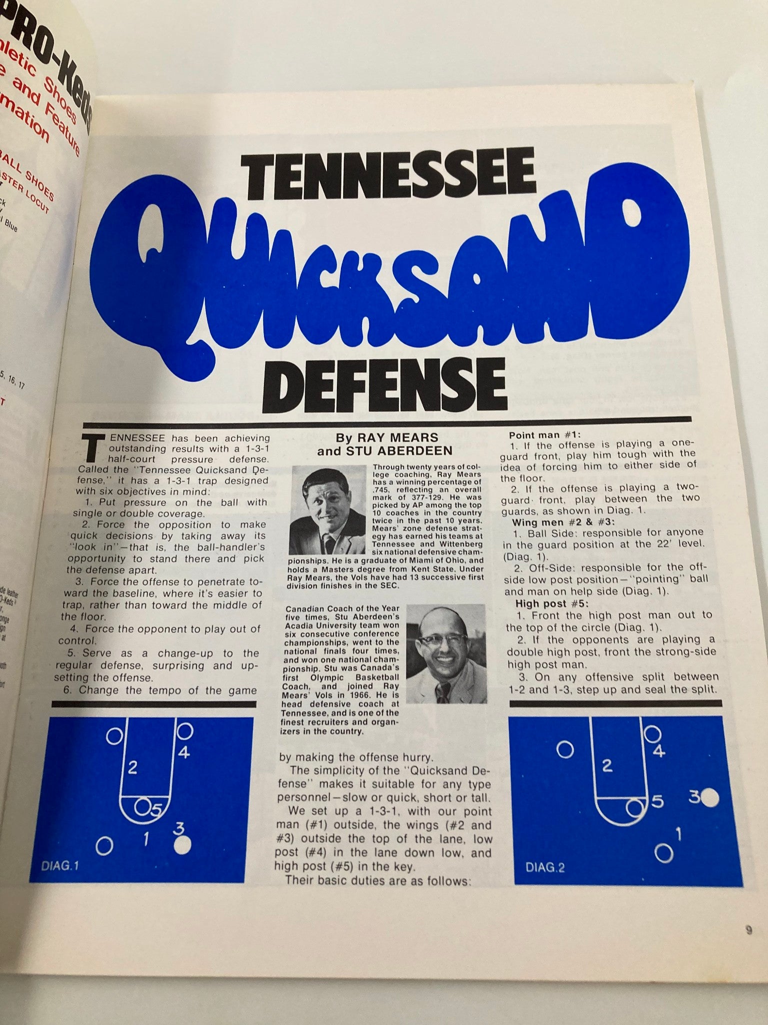 VTG 1977 Pro-Keds Coaches Digest Tennessee Quicksand Defense