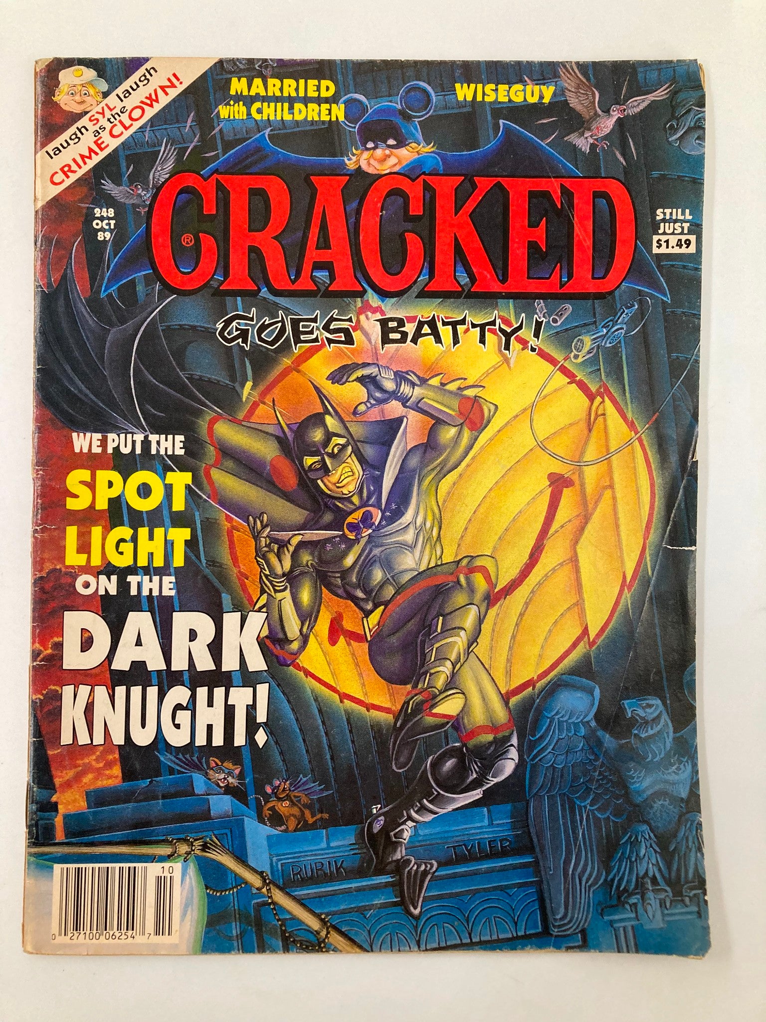 Cracked Humor Magazine October 1989 Spot Light on The Dark Knught Good GD 2.0