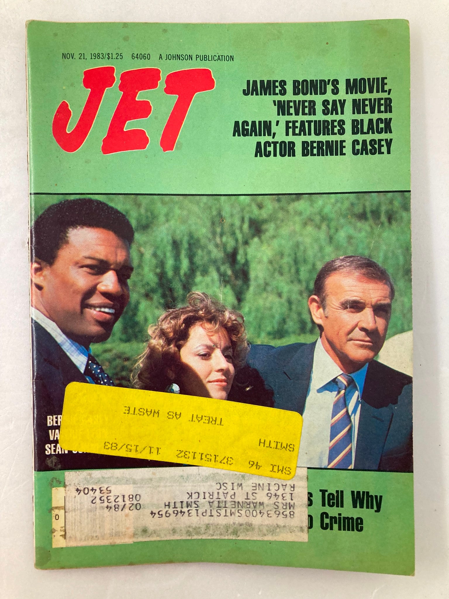 VTG Jet Magazine November 21 1983 Vol 65 #11 Bernie Casey and Sean Connery