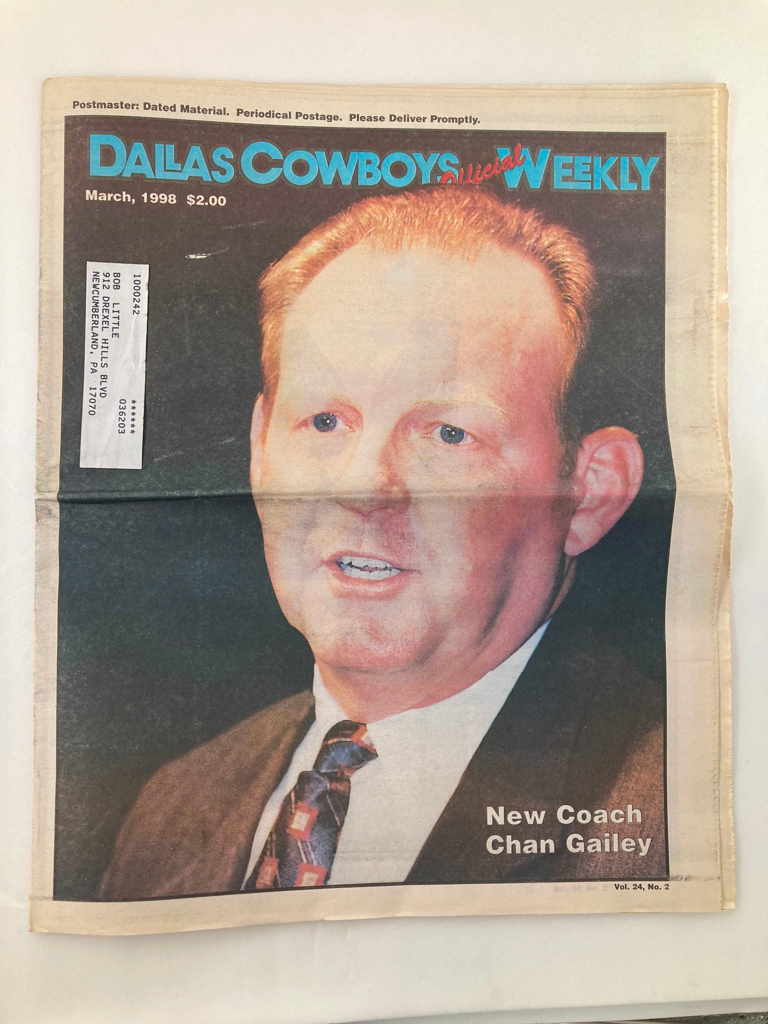 Dallas Cowboys Weekly Newspaper March 1998 Vol 24 #2 Coach Chan Gailey