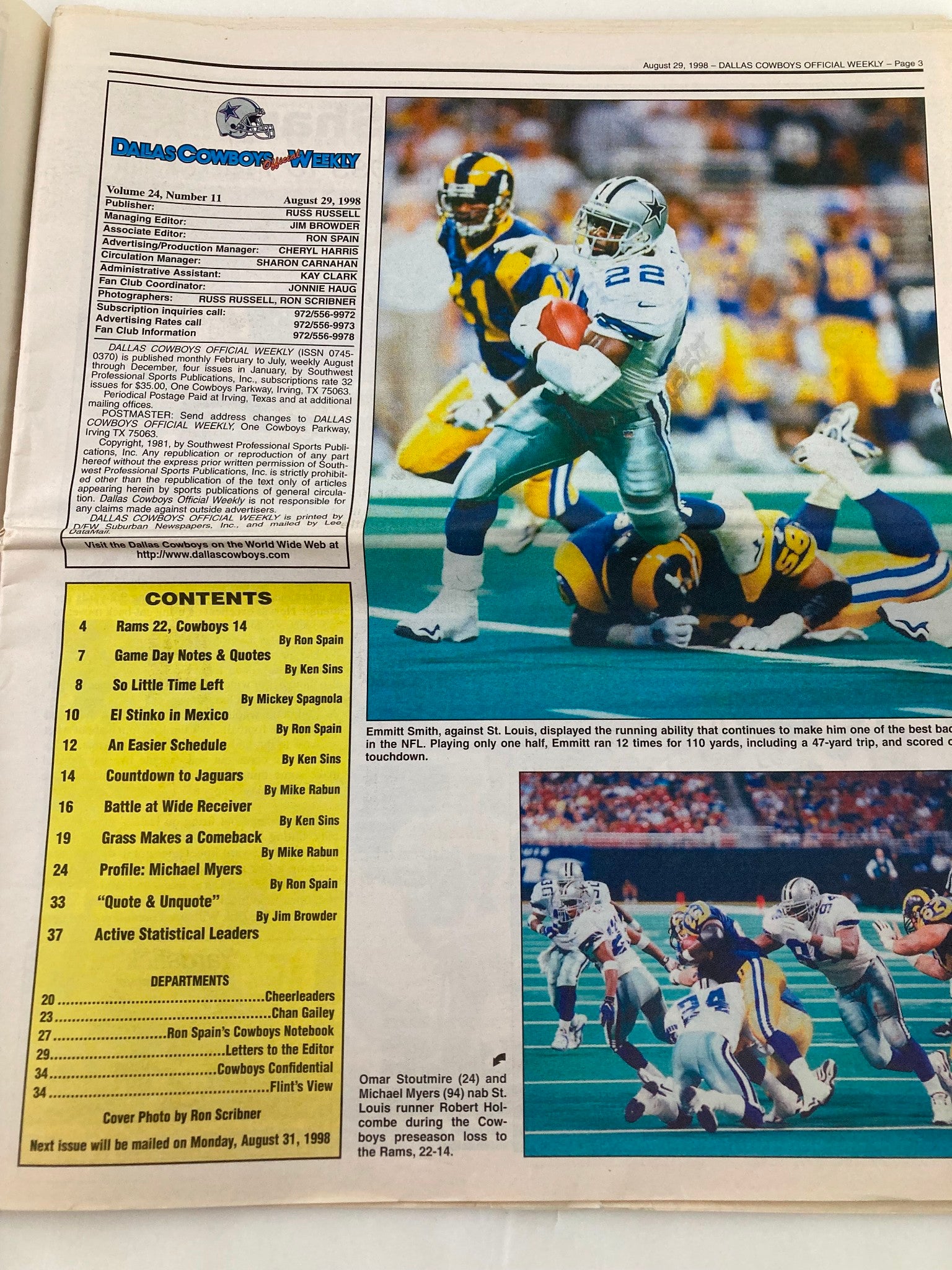 Dallas Cowboys Weekly Newspaper August 29 1998 Vol 24 #11 Coach Chan Gailey