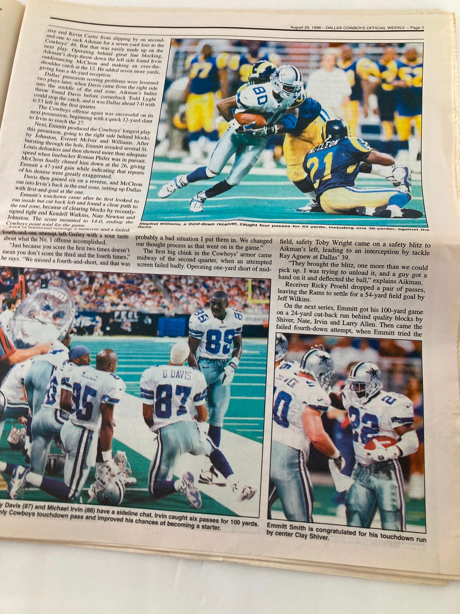 Dallas Cowboys Weekly Newspaper August 29 1998 Vol 24 #11 Coach Chan Gailey