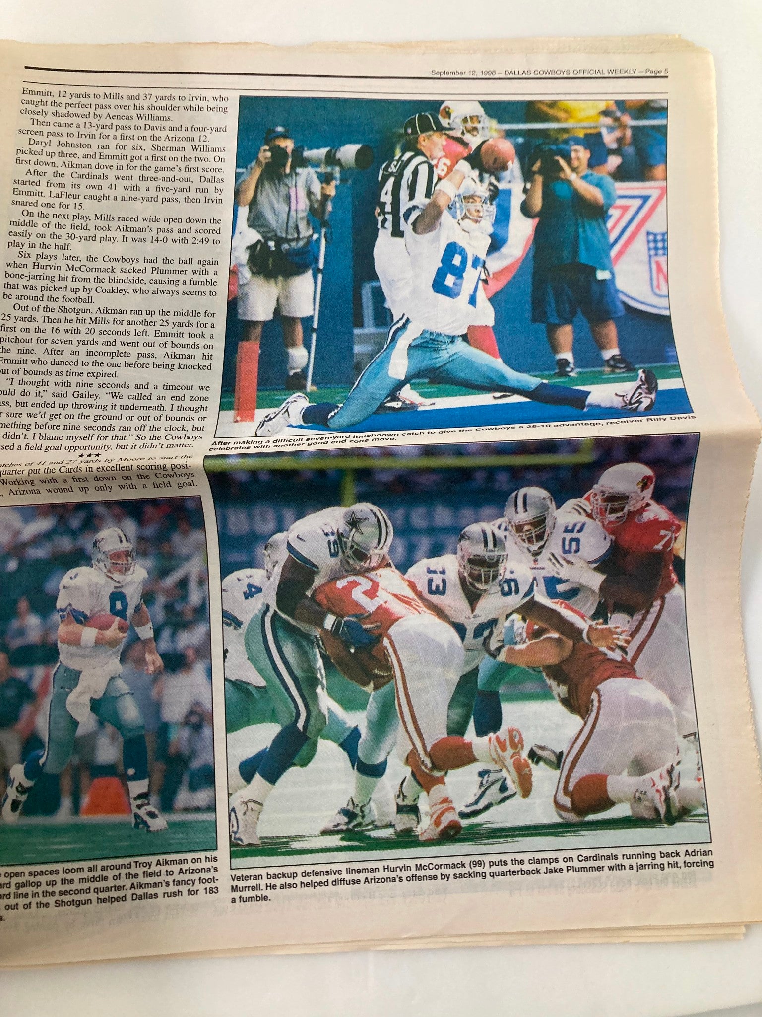 Dallas Cowboys Weekly Newspaper September 12 1998 Vol 24 #13 Emmitt Smith