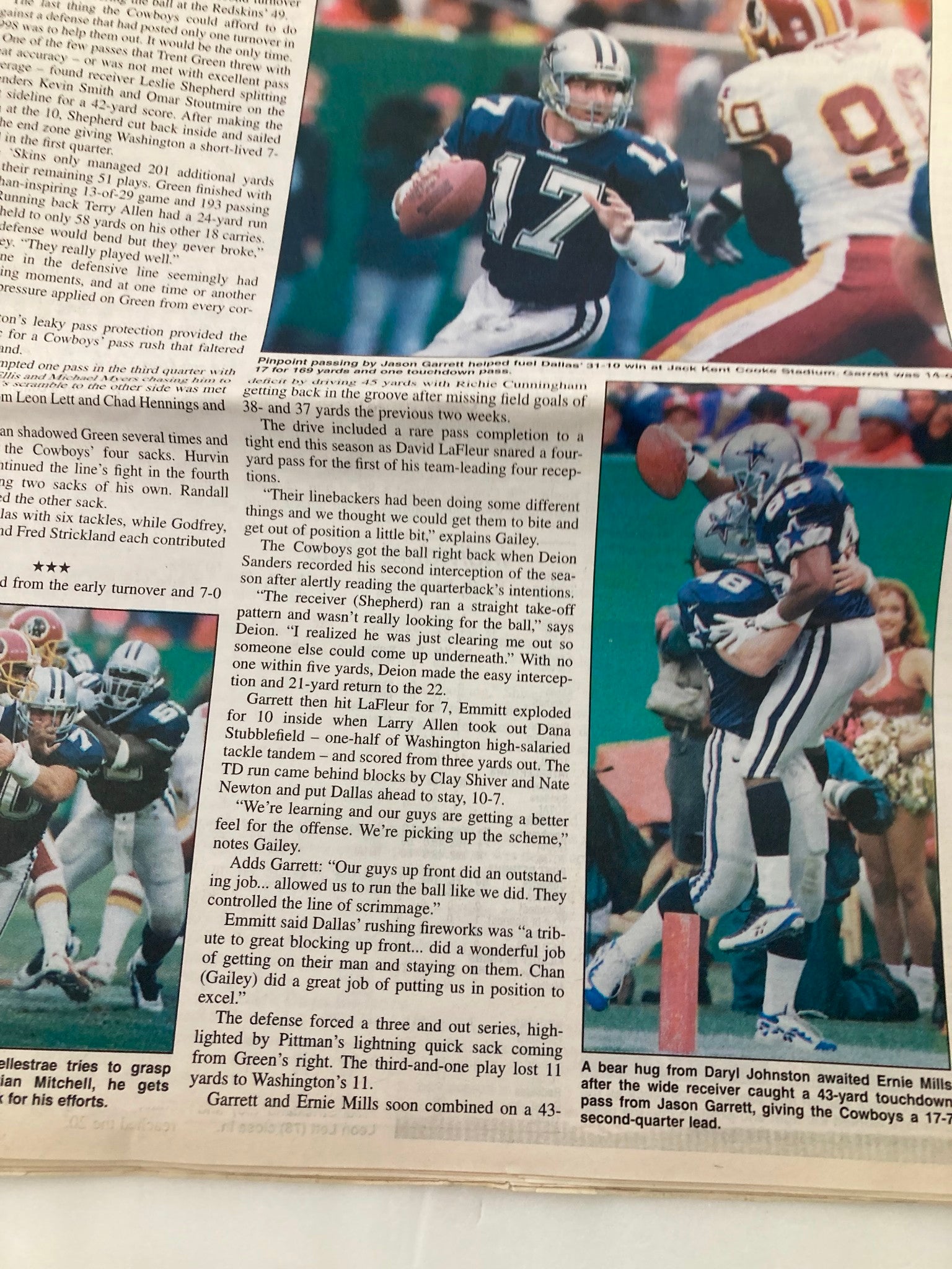 Dallas Cowboys Weekly Newspaper October 10 1998 Vol 24 #17 Chris Warren