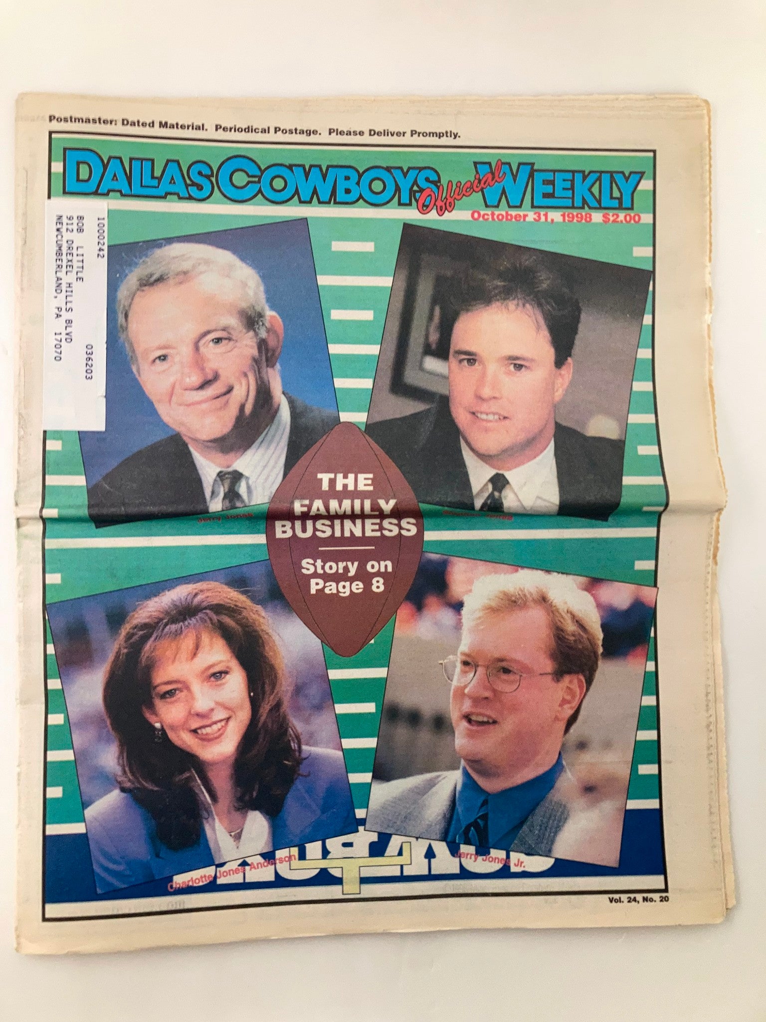 Dallas Cowboys Weekly Newspaper October 31 1998 Vol 24 #20 The Family Business