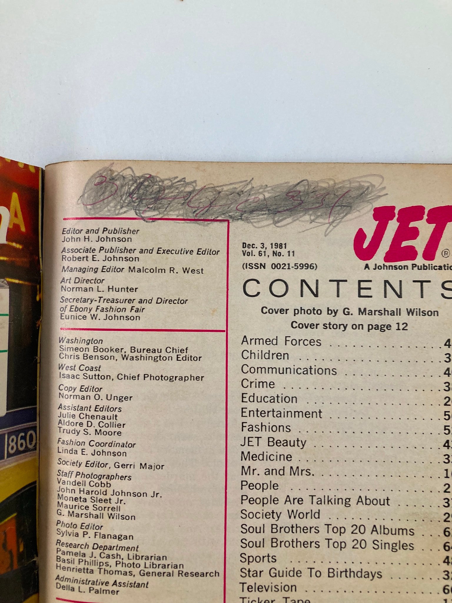 VTG Jet Magazine December 3 1981 Vol 61 #11 Andy Young No Label