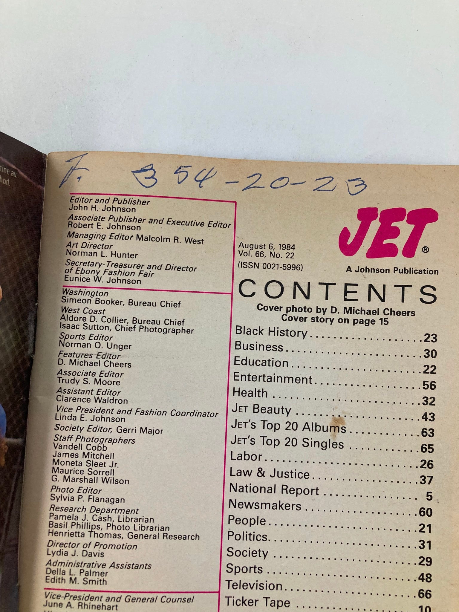 VTG Jet Magazine Augut 6 1984 Vol 66 #22 Rev. Jesse Jackson No Label