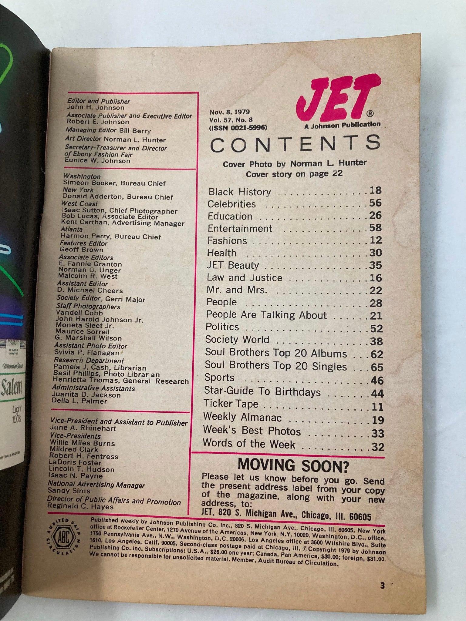 VTG Jet Magazine November 8 1979 Vol 57 #8 Ashford and Simpson No Label