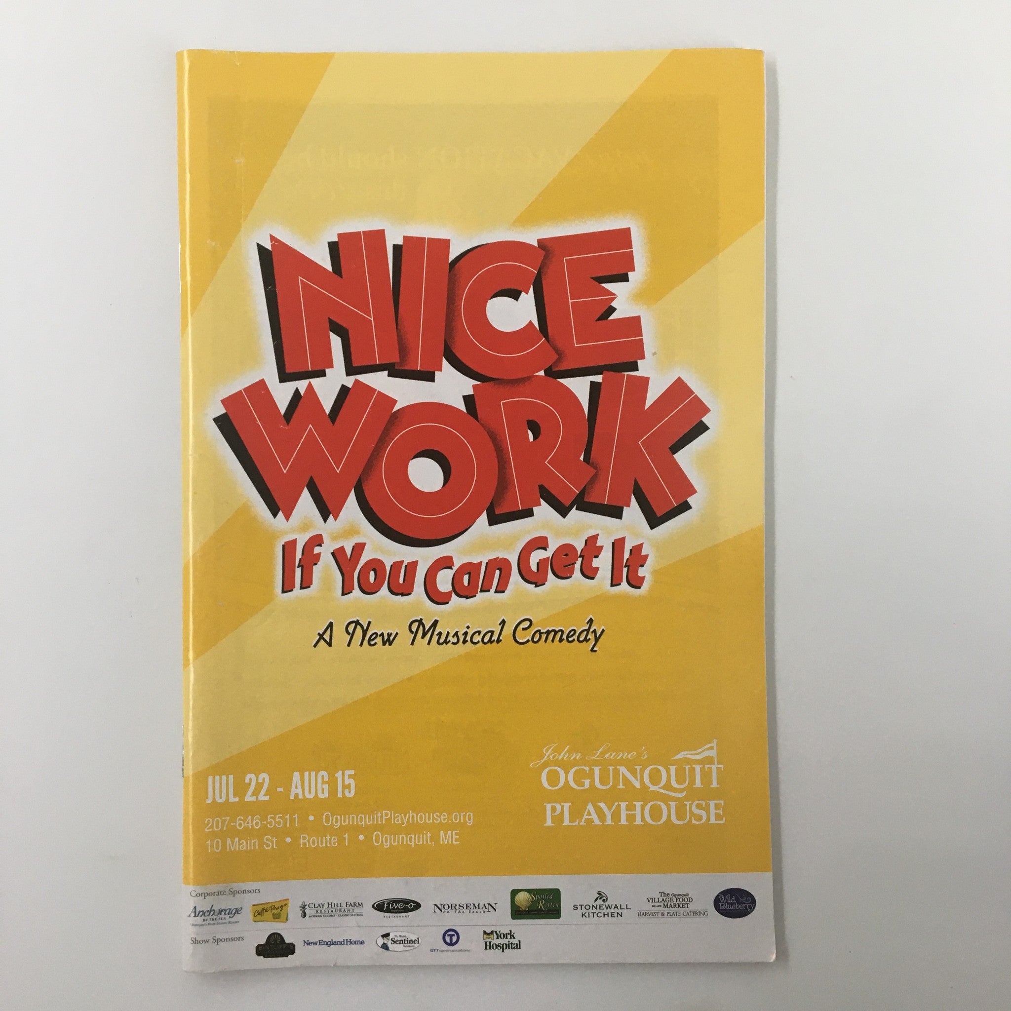 2015 Playbill Ogunquit Playhouse Nice Work If You Can Get It by Larry Raben