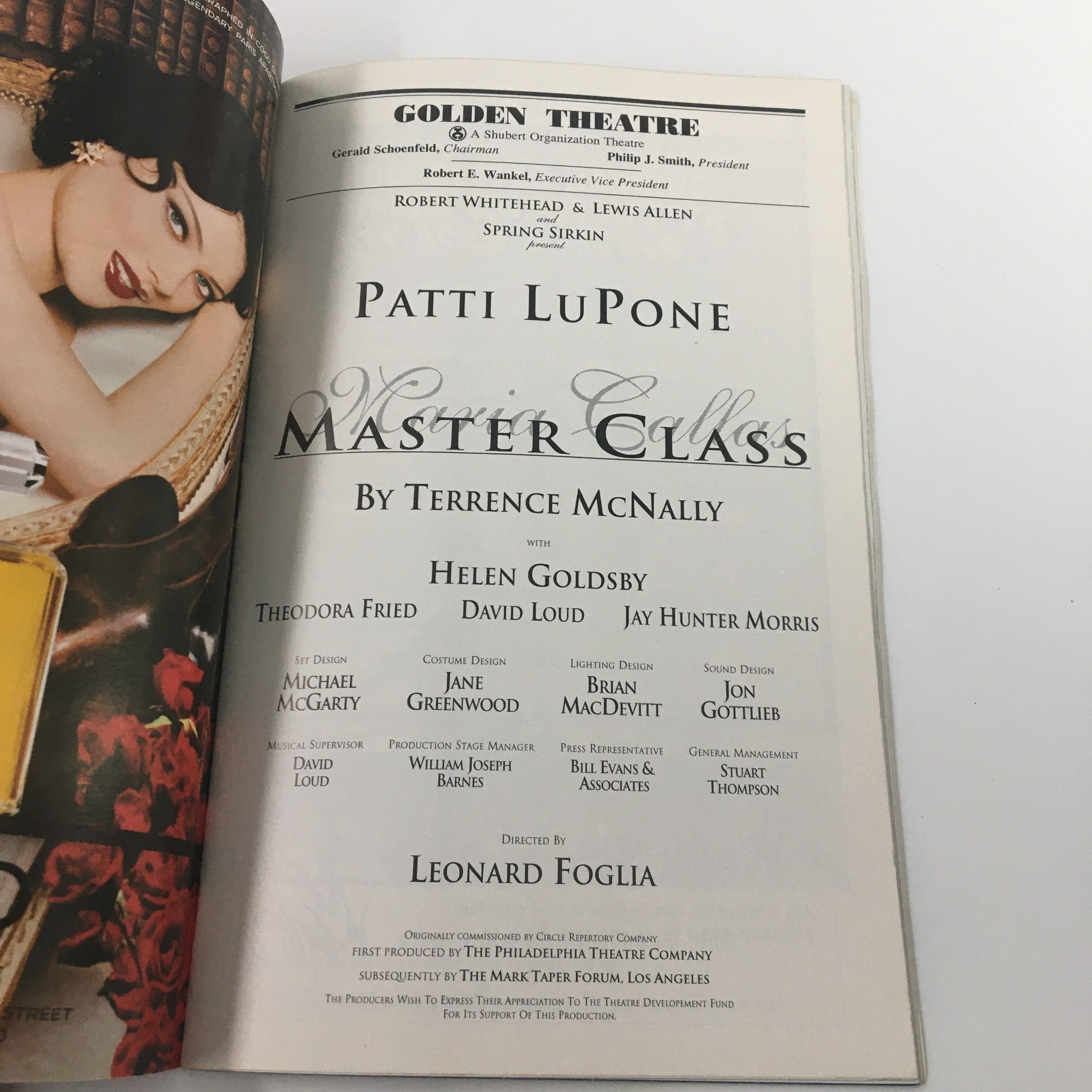 1996 Playbill Golden Theatre Patti Lupone in Maria Calla's Master Class