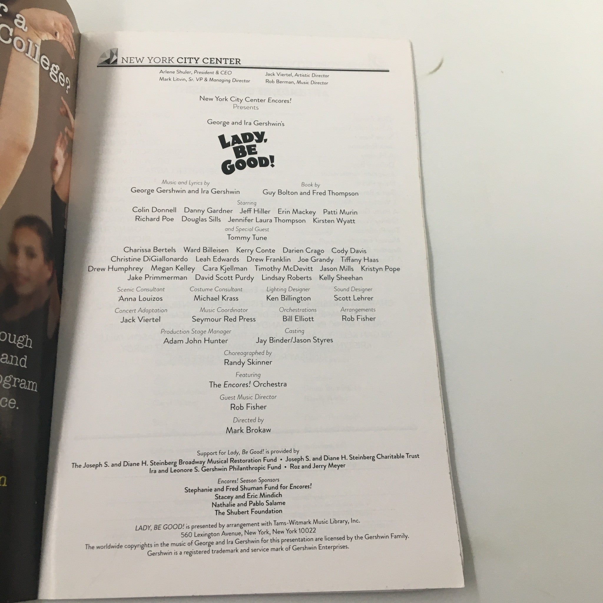 2015 Playbill New York City Center George and Ira Gershwin's Lady Be Good