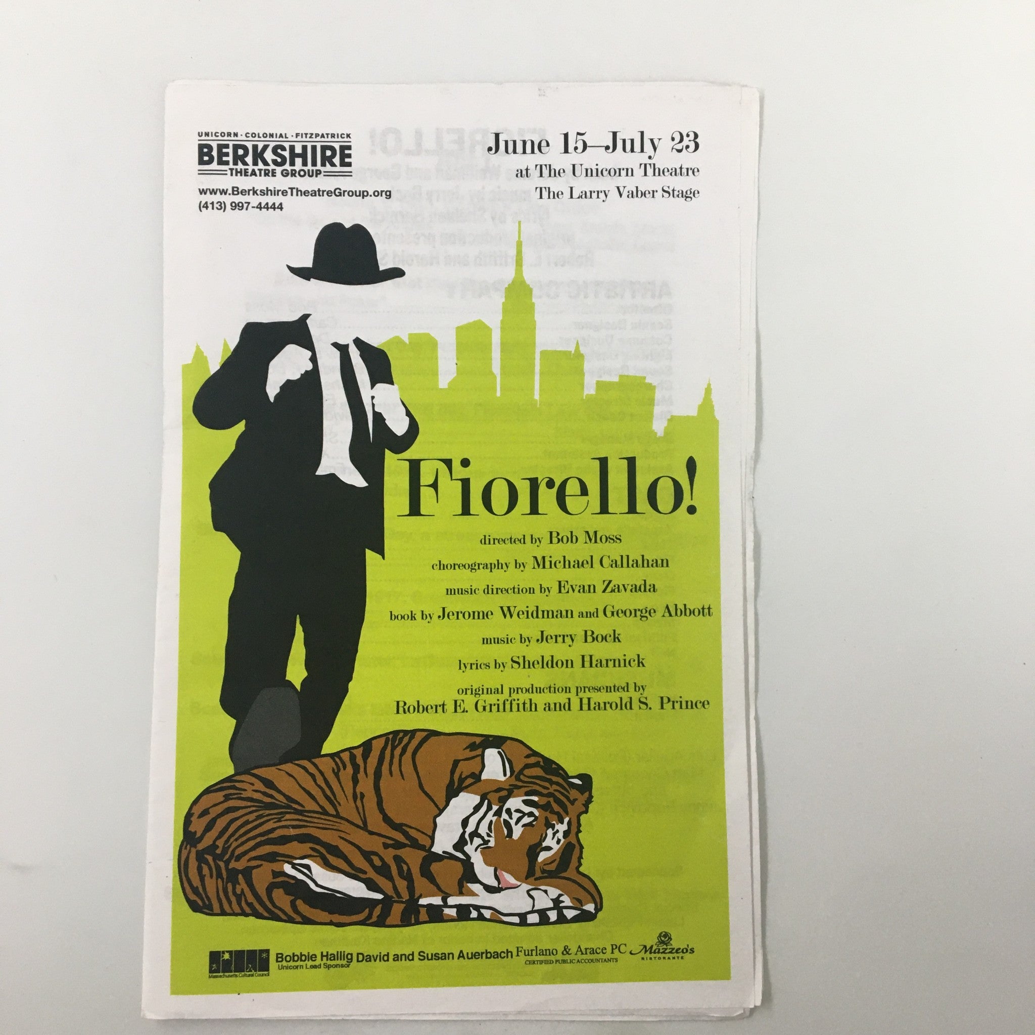 2016 Berkshire Theatre Group The Unicorn Theatre Fiorello by Bob Moss