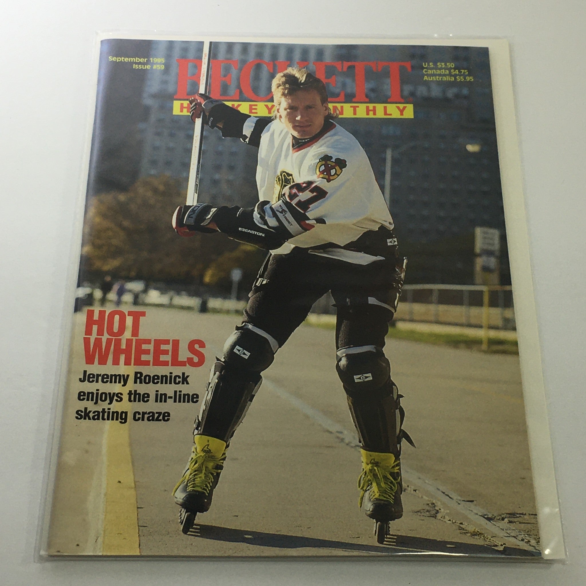 Beckett Hockey Monthly: September 1995 Issue #59 - Jeremy Roenick in Hot Wheels