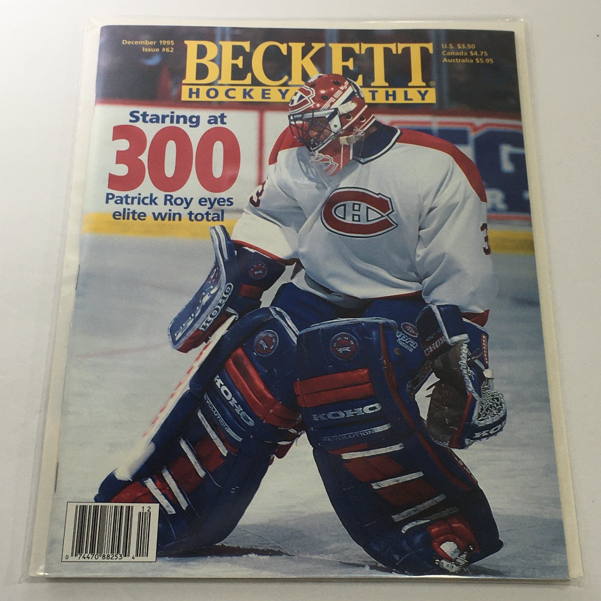 Beckett Hockey Monthly: December 1995 Issue #62 - Patrick Roy Eyes Elite Win