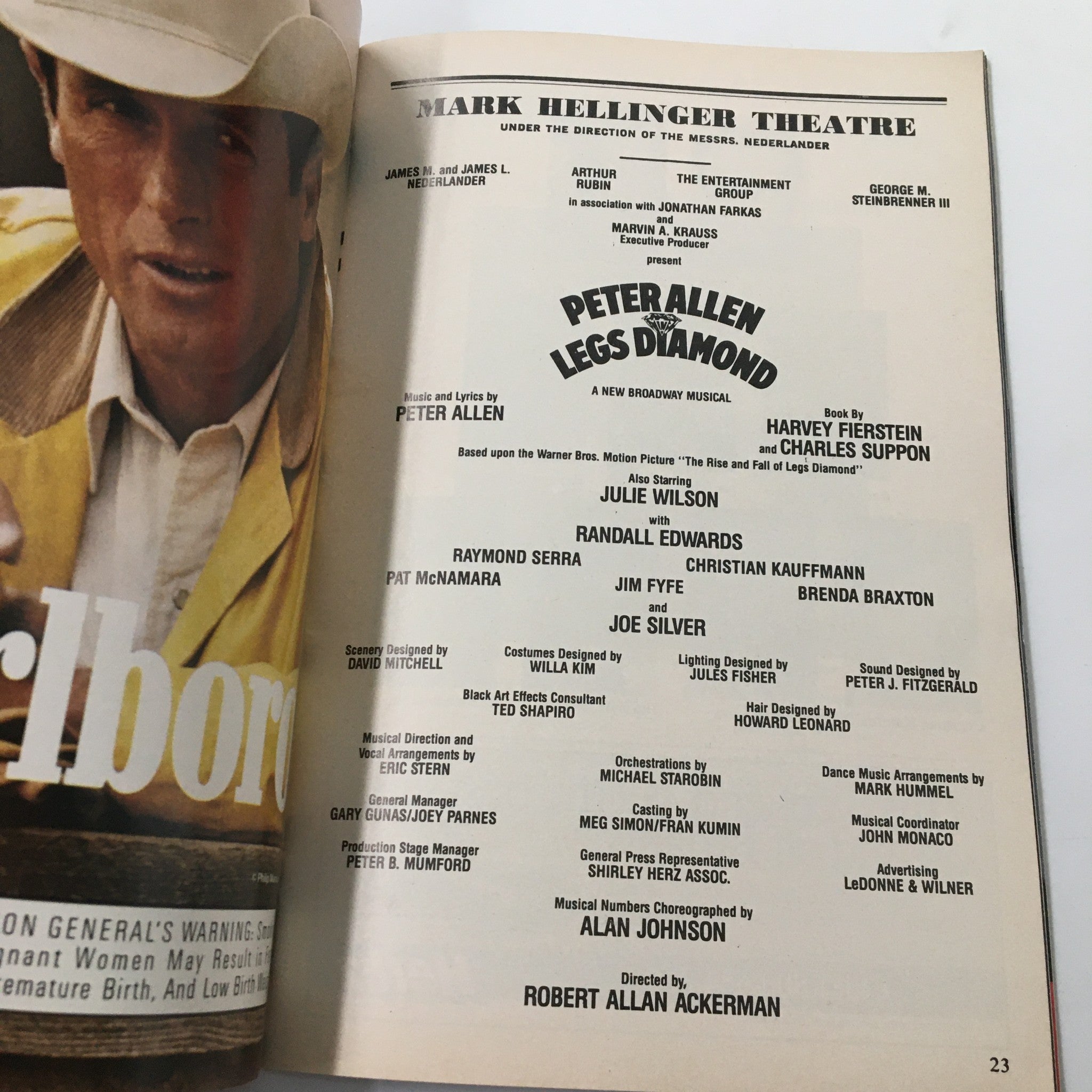 1989 Playbill Mark Hellinger Theatre Peter Allen Legs Diamond by Robert Ackerman