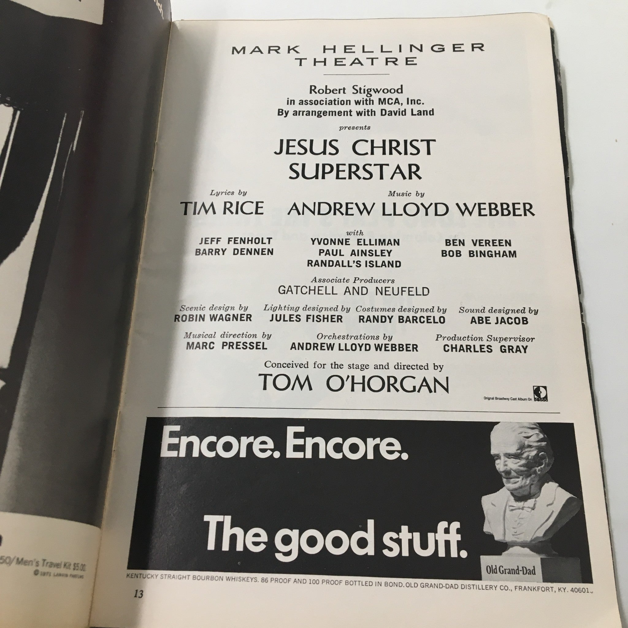 1971 Playbill Mark Hellinger Theatre Jesus Christ Superstar by Tom O'Horgan