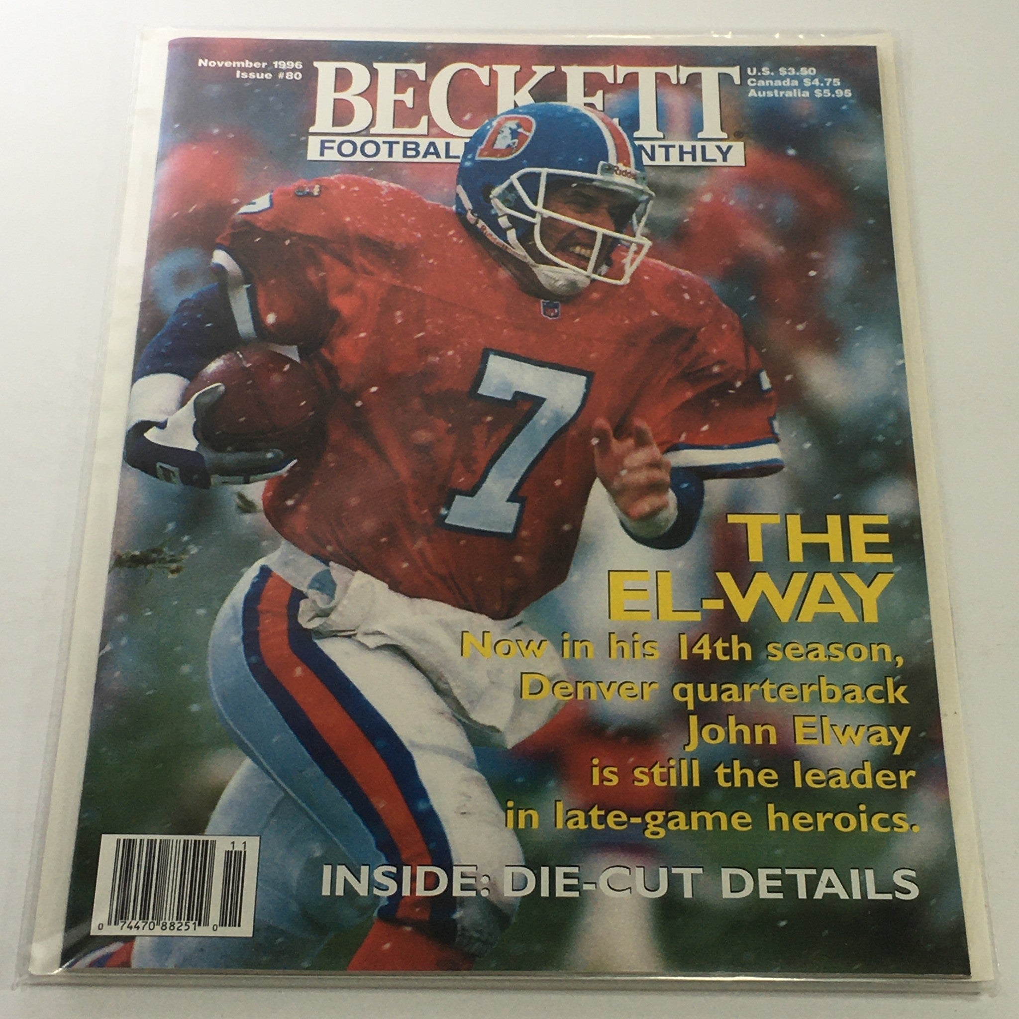 Beckett Football Card Monthly: November 1996 Issue #80 - Quarterback John Elway