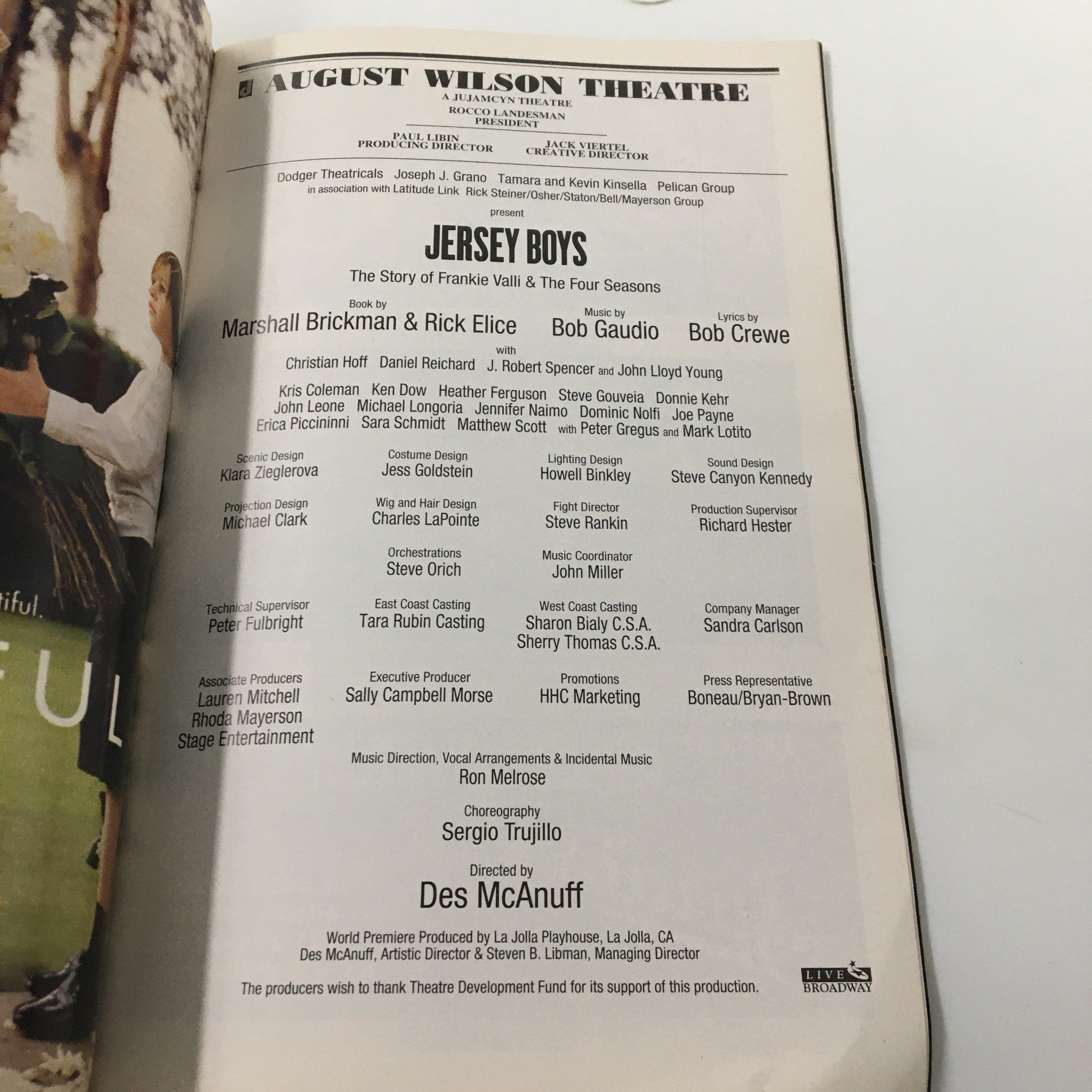 2006 Playbill August Wilson Theatre Jersey Boys The Story of Frankie Valli