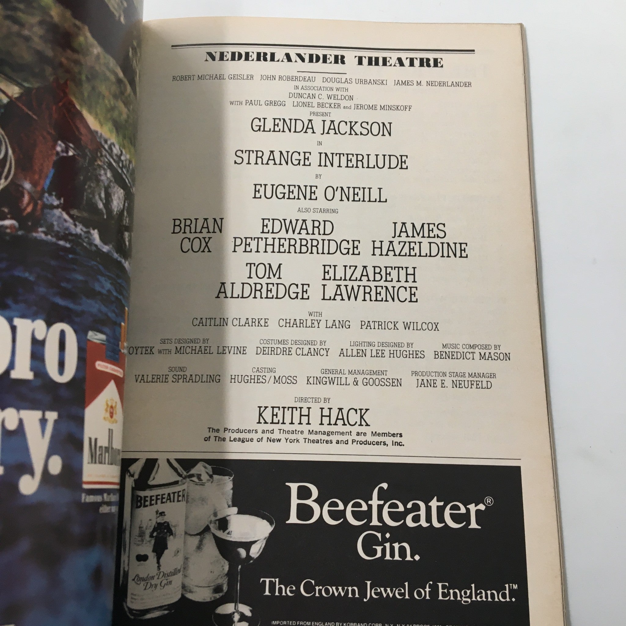 1985 Playbill Nederlander Theatre Glenda Jackson Stange Interlude by Keith Hack