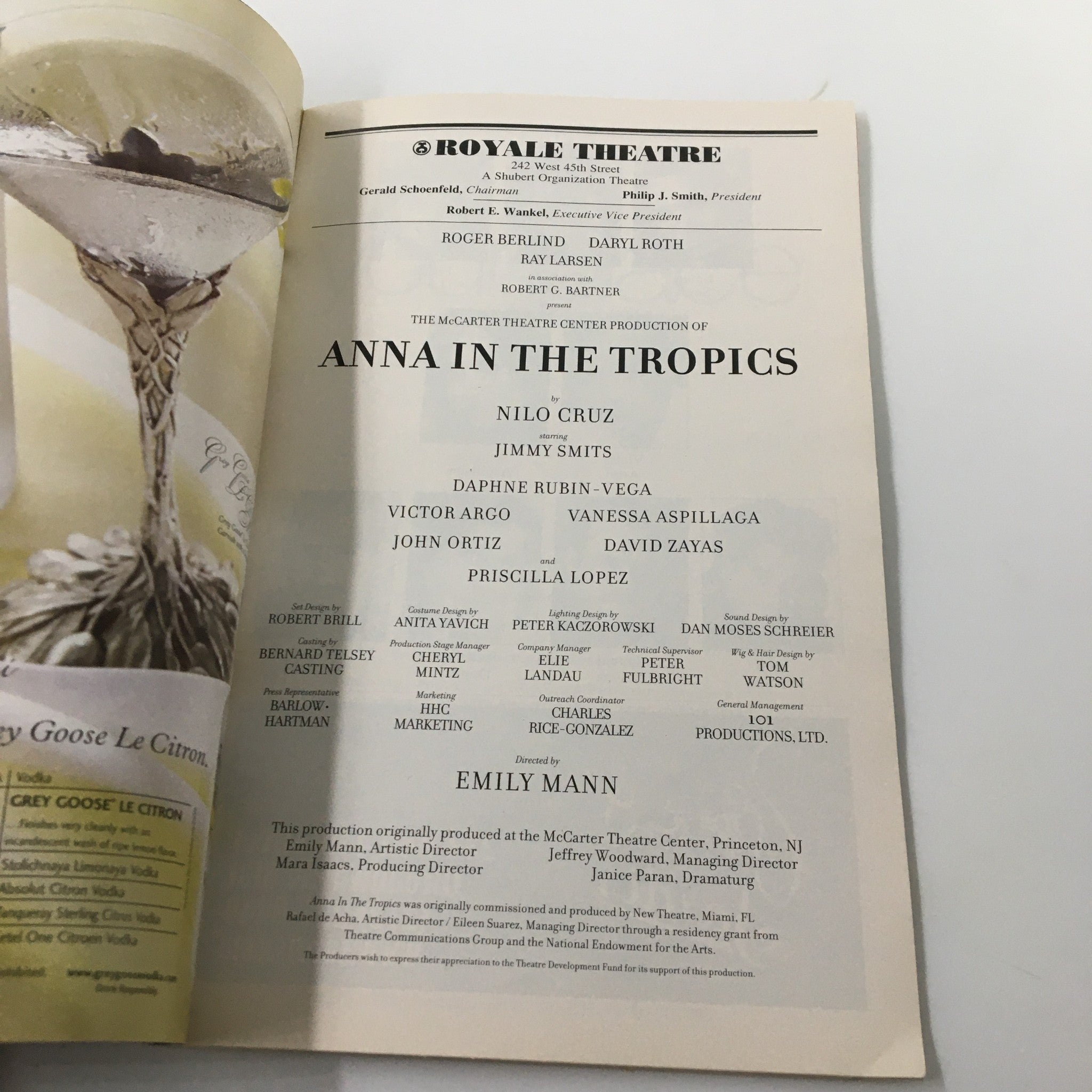 2003 Playbill Royale Theatre Jimmy Smits in Anna In The Tropics by Emily Mann