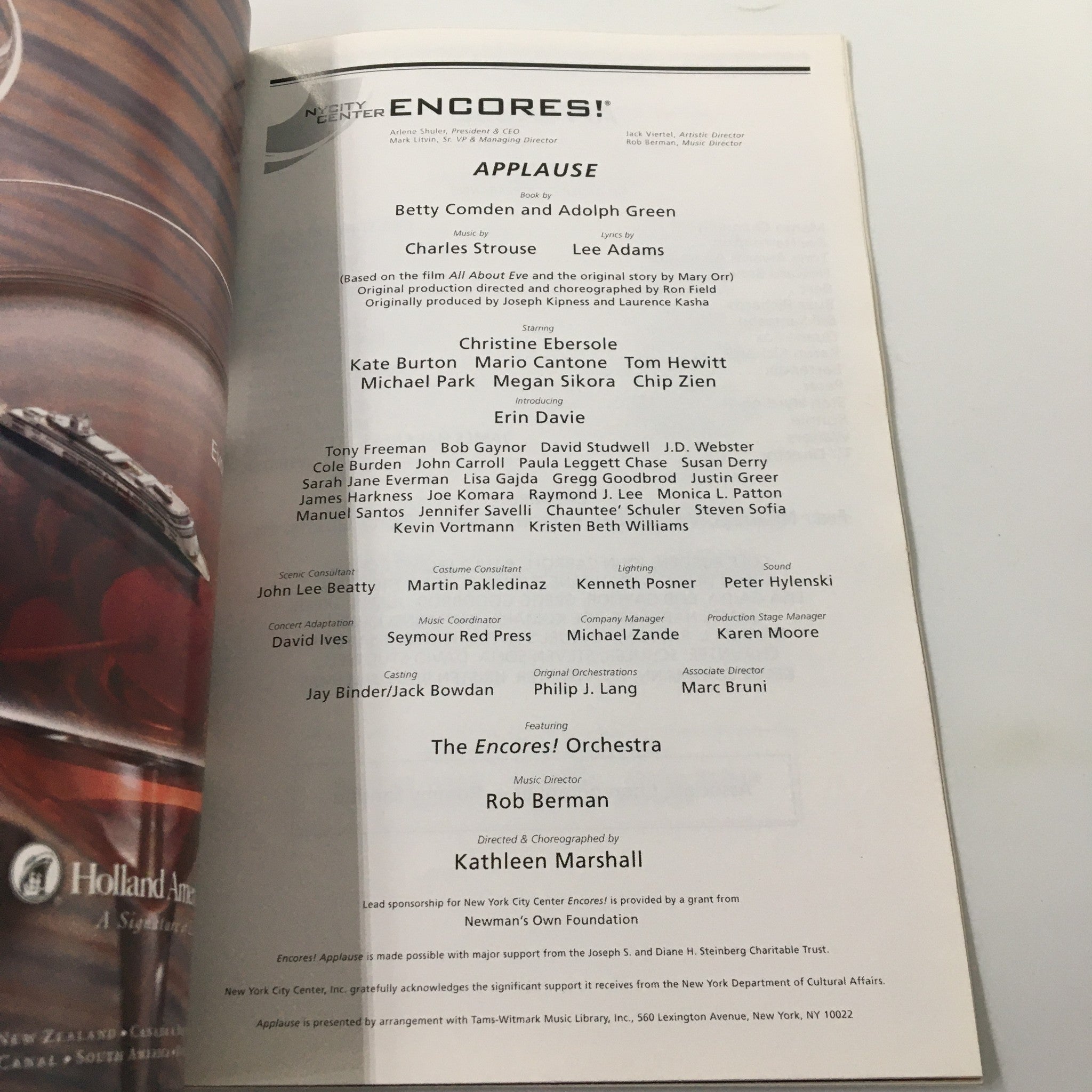 2008 Playbill NY City Center Encores Applause by Betty Comden and Adolph Green