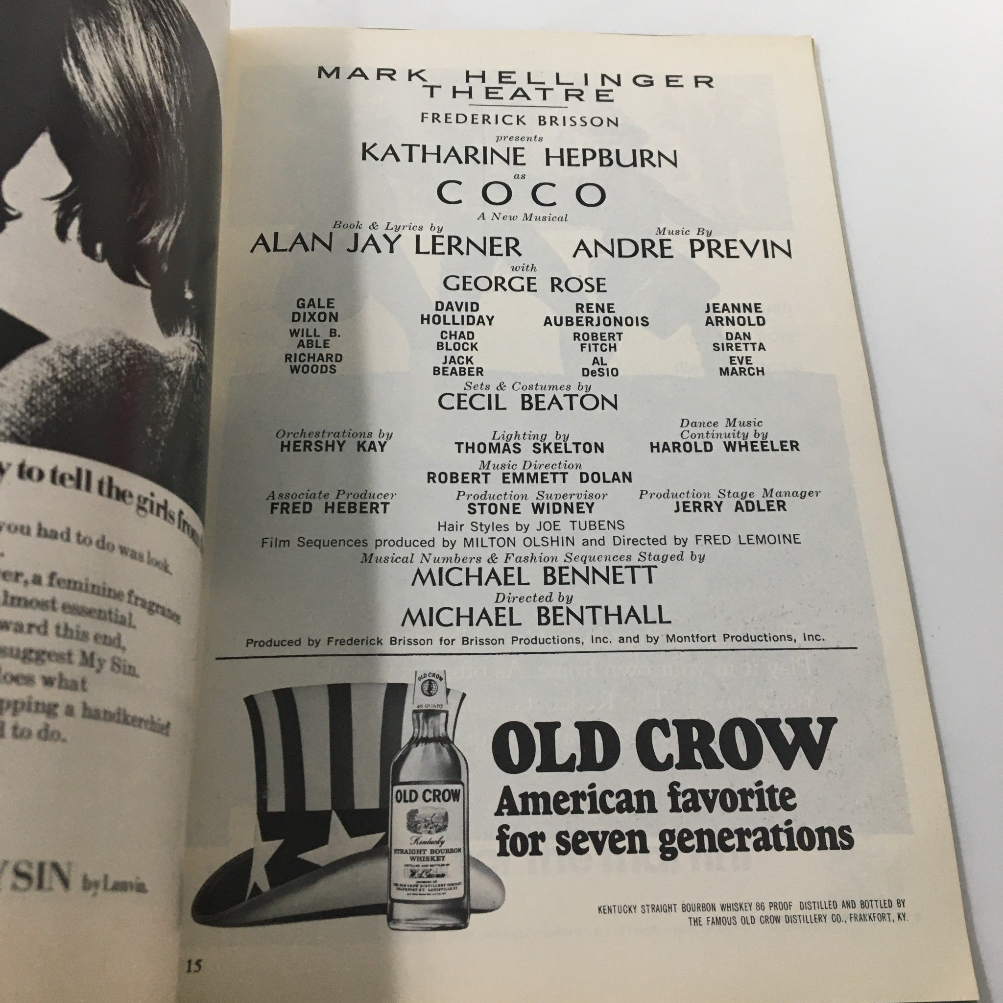 1970 Playbill Mark Hellinger Theatre Katharine Hepburn in Coco by M. Benthall