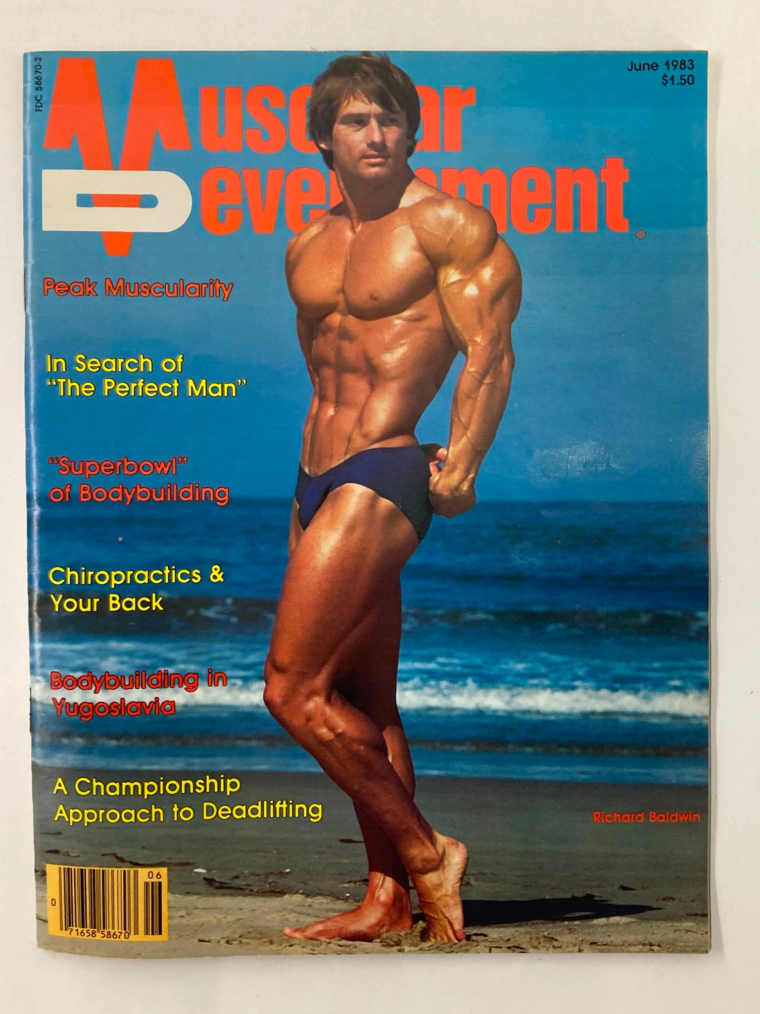 Cover of VTG Muscular Development Magazine June 1983 Vol 20 #3 featuring Richard Baldwin showcasing peak muscularity.