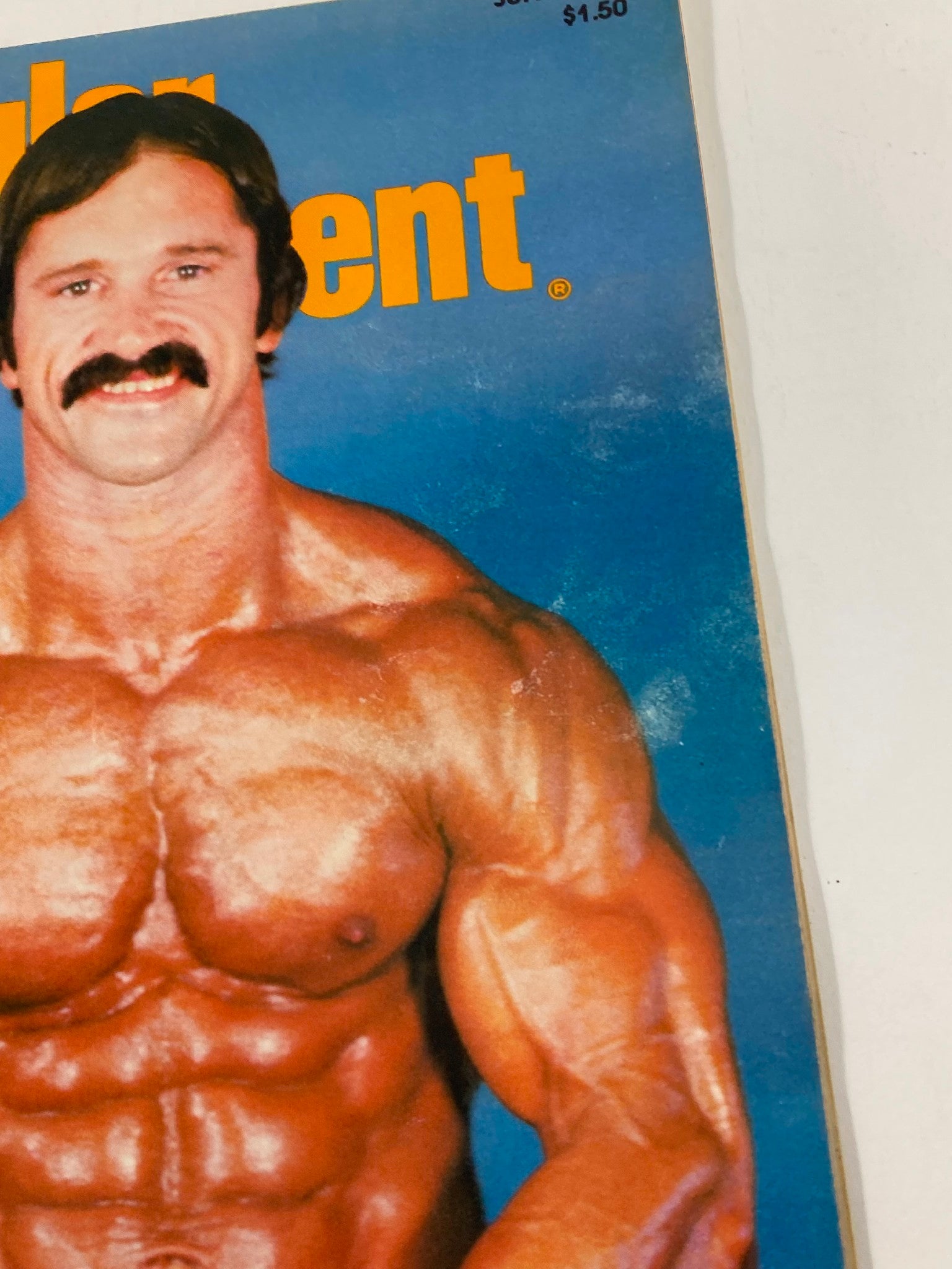 Close-up of the cover of VTG Muscular Development Magazine June 1982 Vol 19 #2 featuring bodybuilder Jessie Gautreaux with a muscular physique.