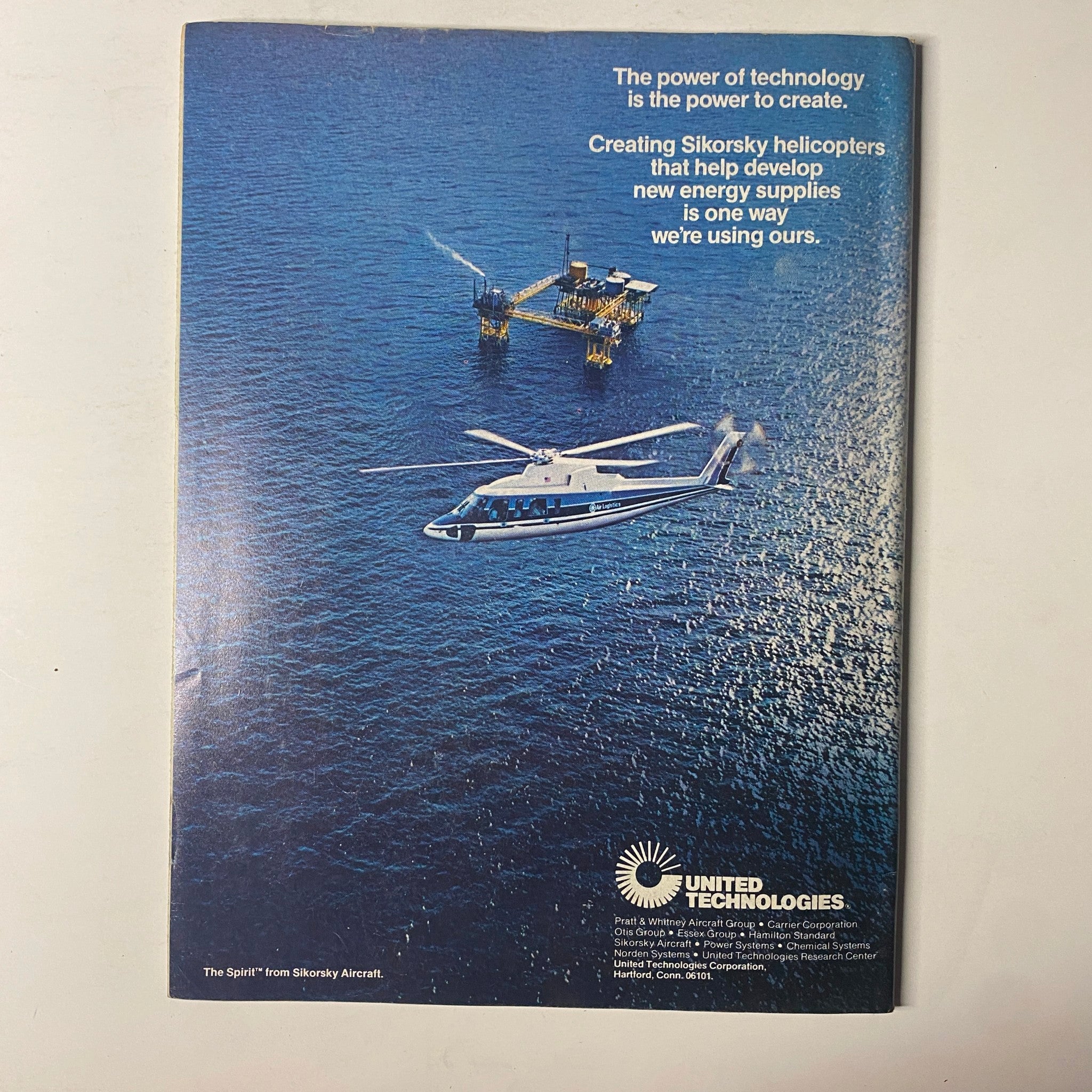 Back cover of Forbes Magazine August 20, 1979 featuring an advertisement for United Technologies showcasing Sikorsky helicopters.