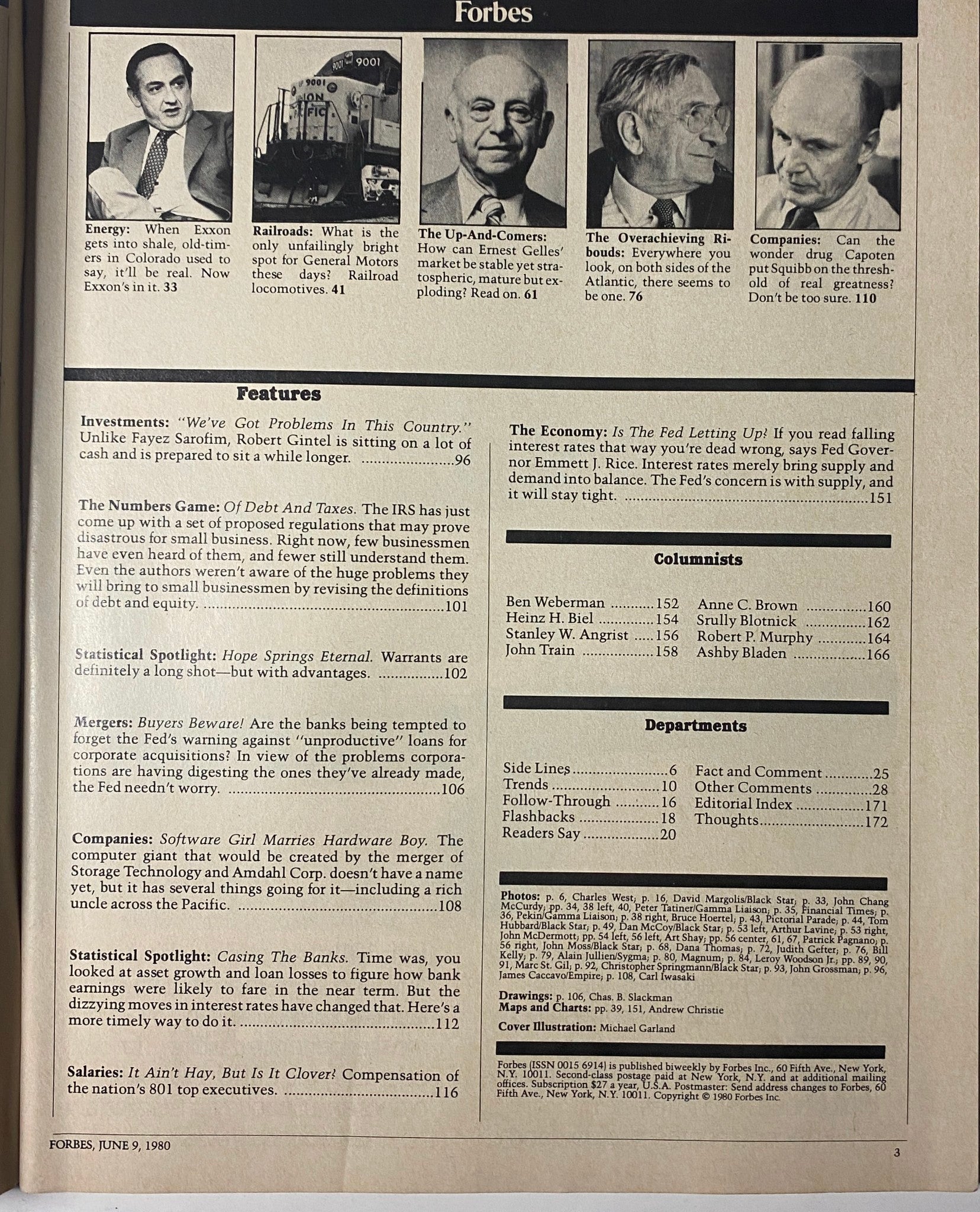 Another interior page from Forbes Magazine of June 9, 1980, with various article highlights, including a discussion on investment strategies and the economic climate of the time.