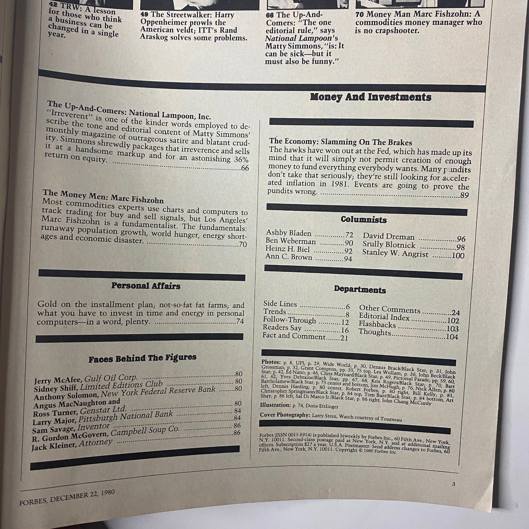 Another page from Forbes Magazine December 29, 1980, presenting articles on financial insights, investment strategies, and economic analysis.