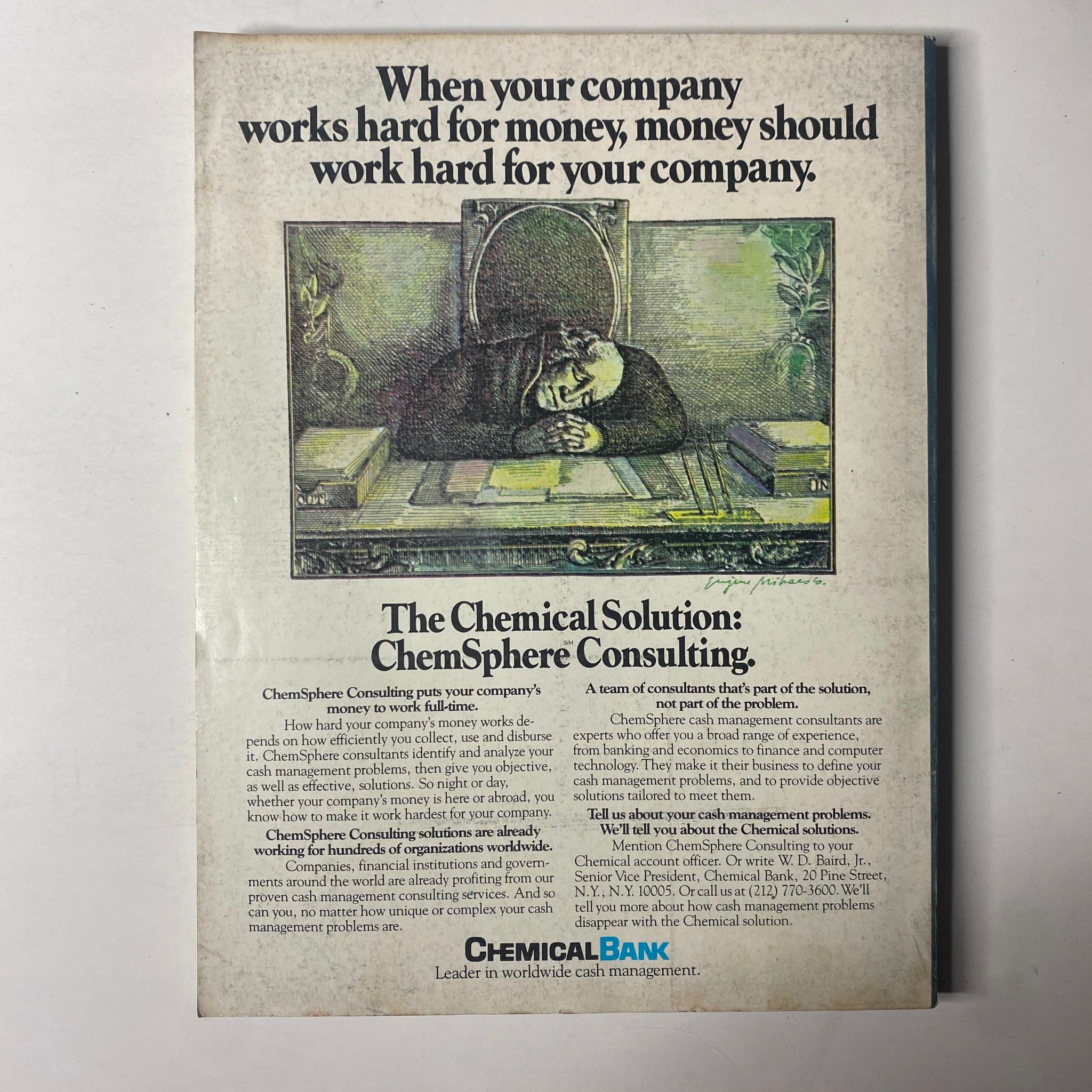 Advertisement page from Forbes Magazine May 11, 1981 promoting ChemSphere Consulting by Chemical Bank, focusing on financial efficiency and cash management.