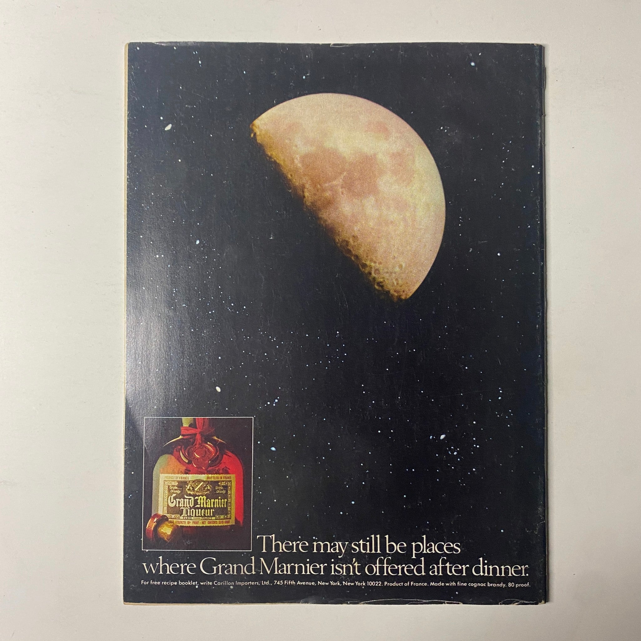 Back cover of Forbes Magazine December 25, 1978 featuring the advertisement for Grand Marnier with a moonlit backdrop and the caption: 'There may still be places where Grand Marnier isn't offered after dinner.'