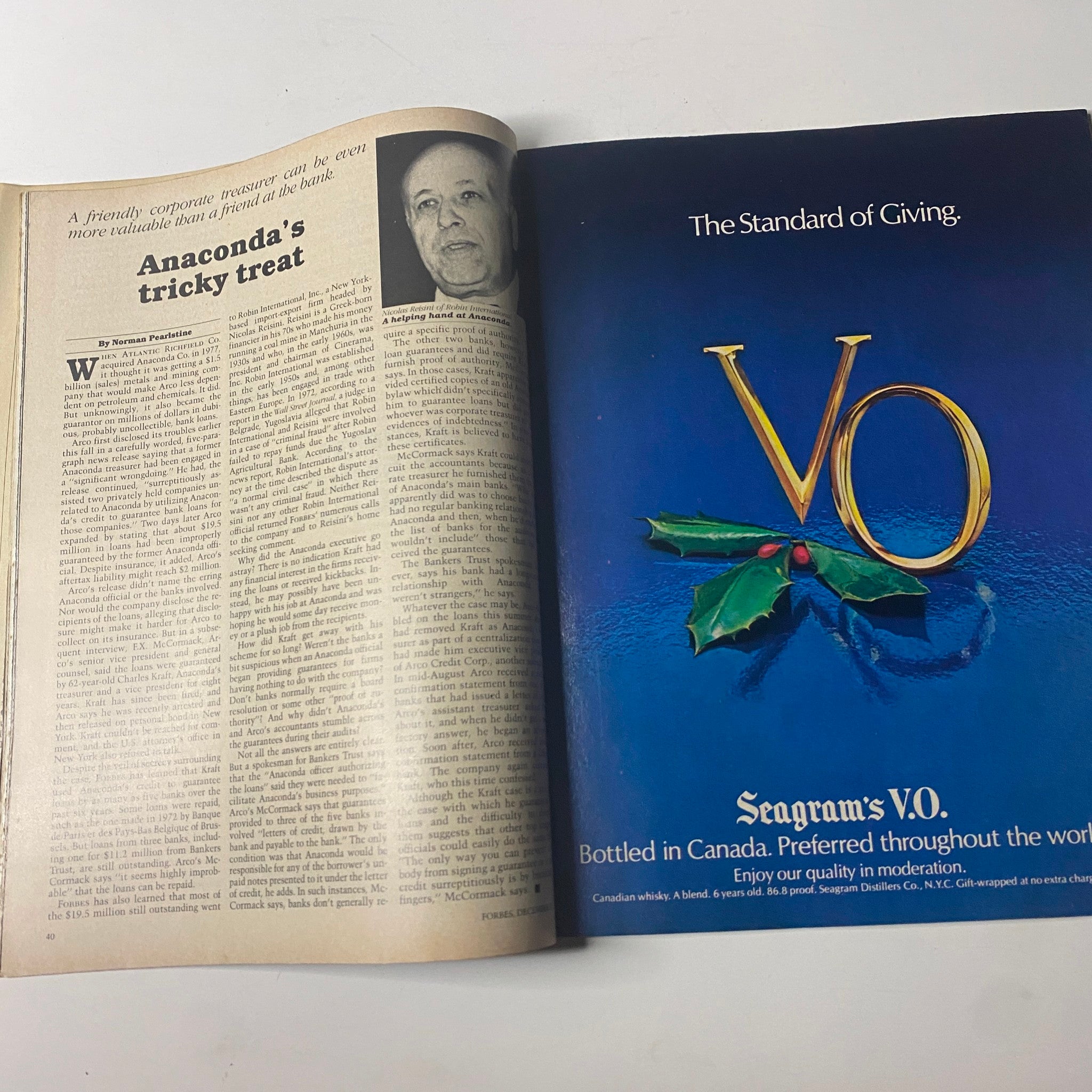 Forbes Magazine December 11, 1978 - Another interior page showcasing an article titled 'Anaconda's tricky treat,' highlighting historical perspectives in corporate finance.