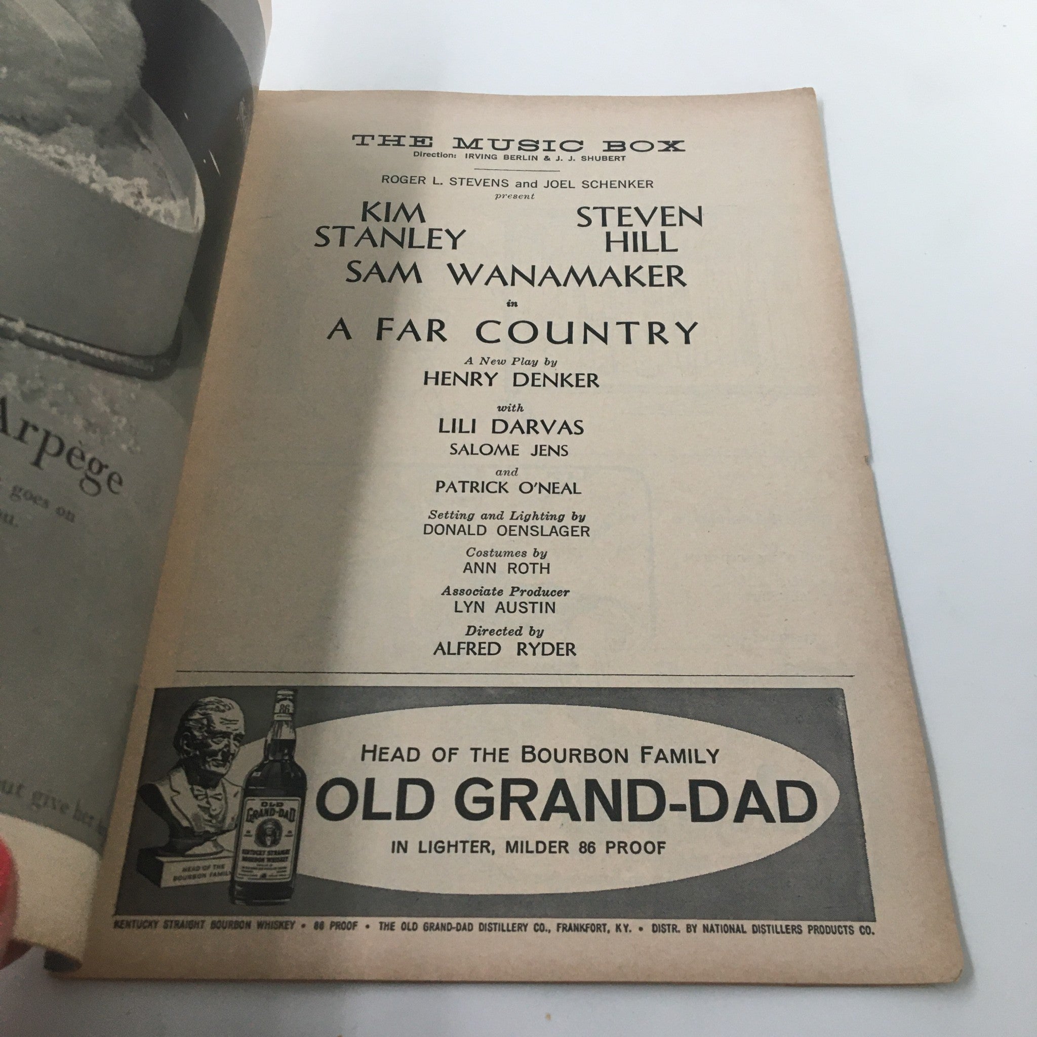 1961 Playbill The Music Box Kim Stanley, Steven Hill in A Far Country