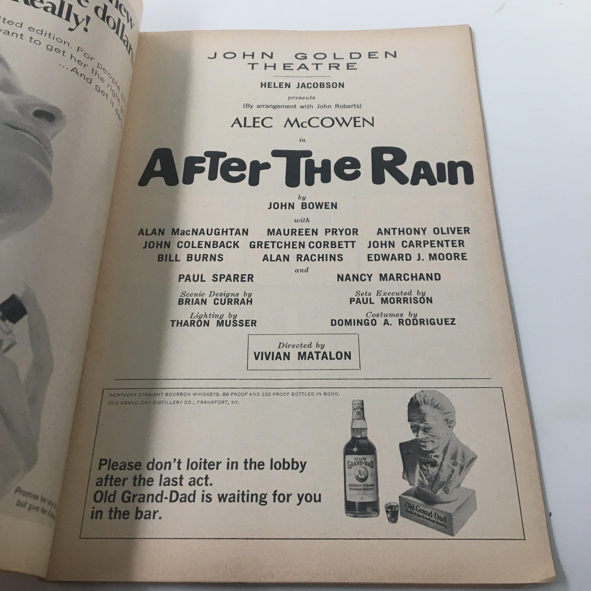 1967 Playbill John Golden Theatre Alec McCowen in After The Rain by Vivian M.