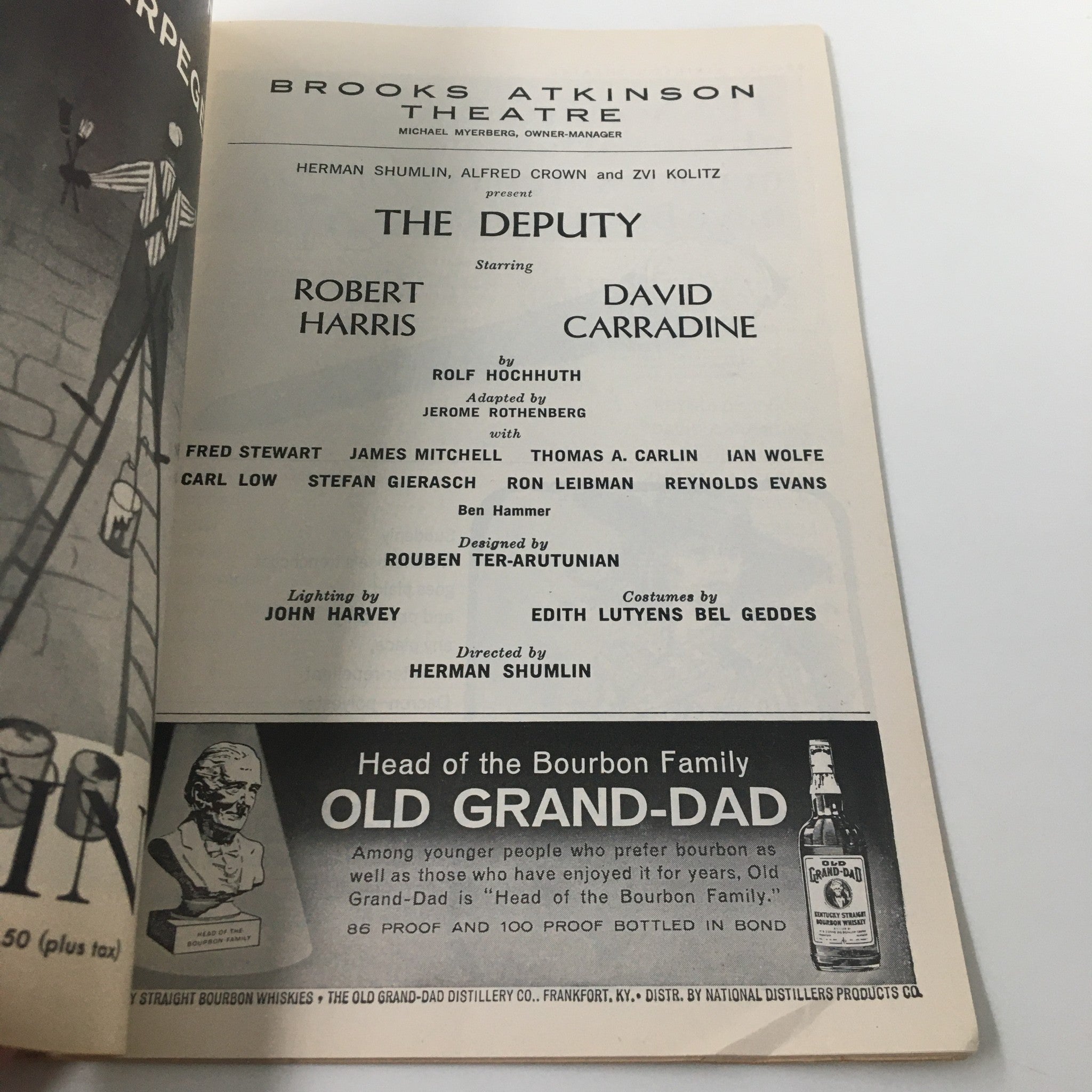 1964 Playbill Brooks Atkinson Theatre Robert Harris, David Carradine The Deputy