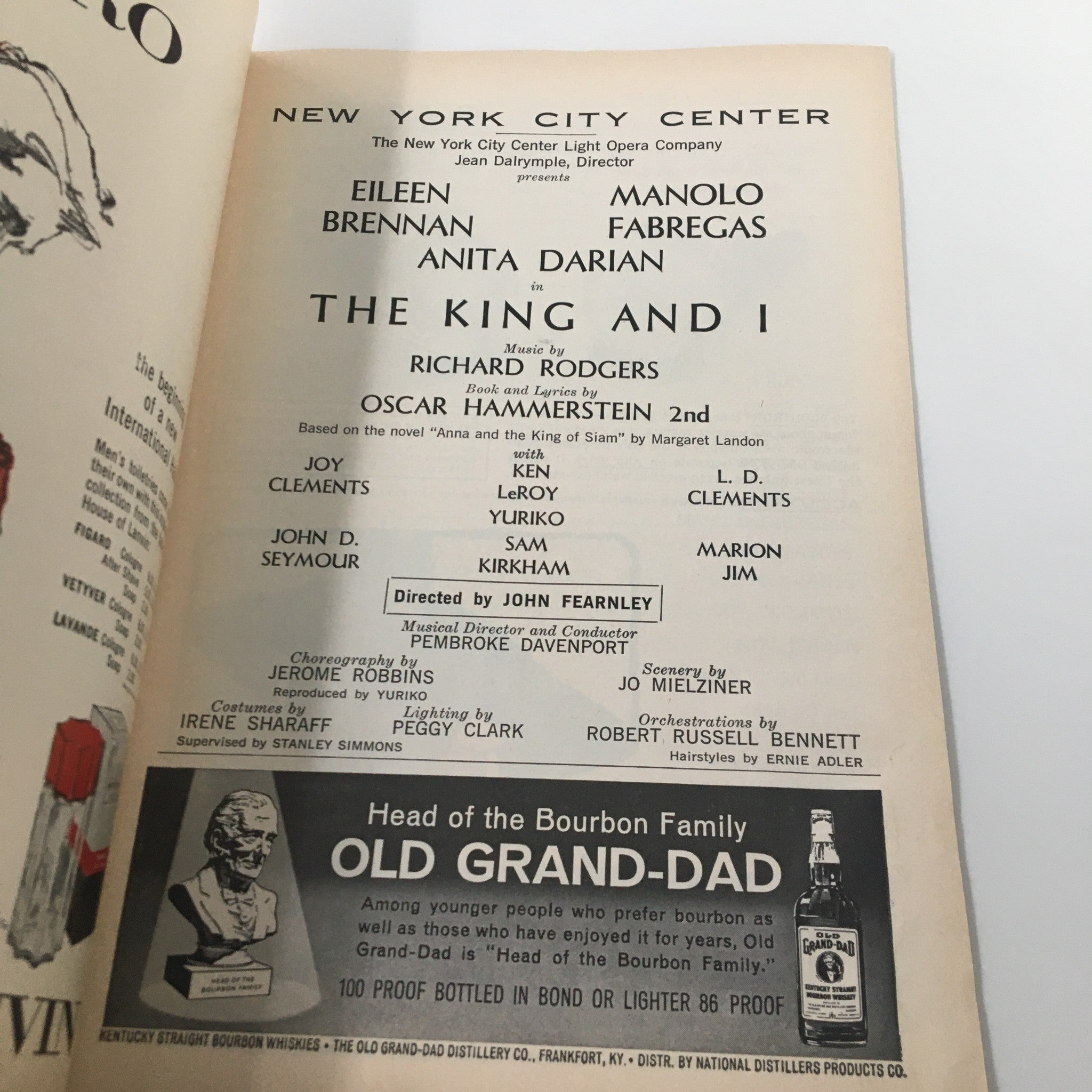 1963 Playbill New York City Center Eileen Brennan Anita Darian in The King and I