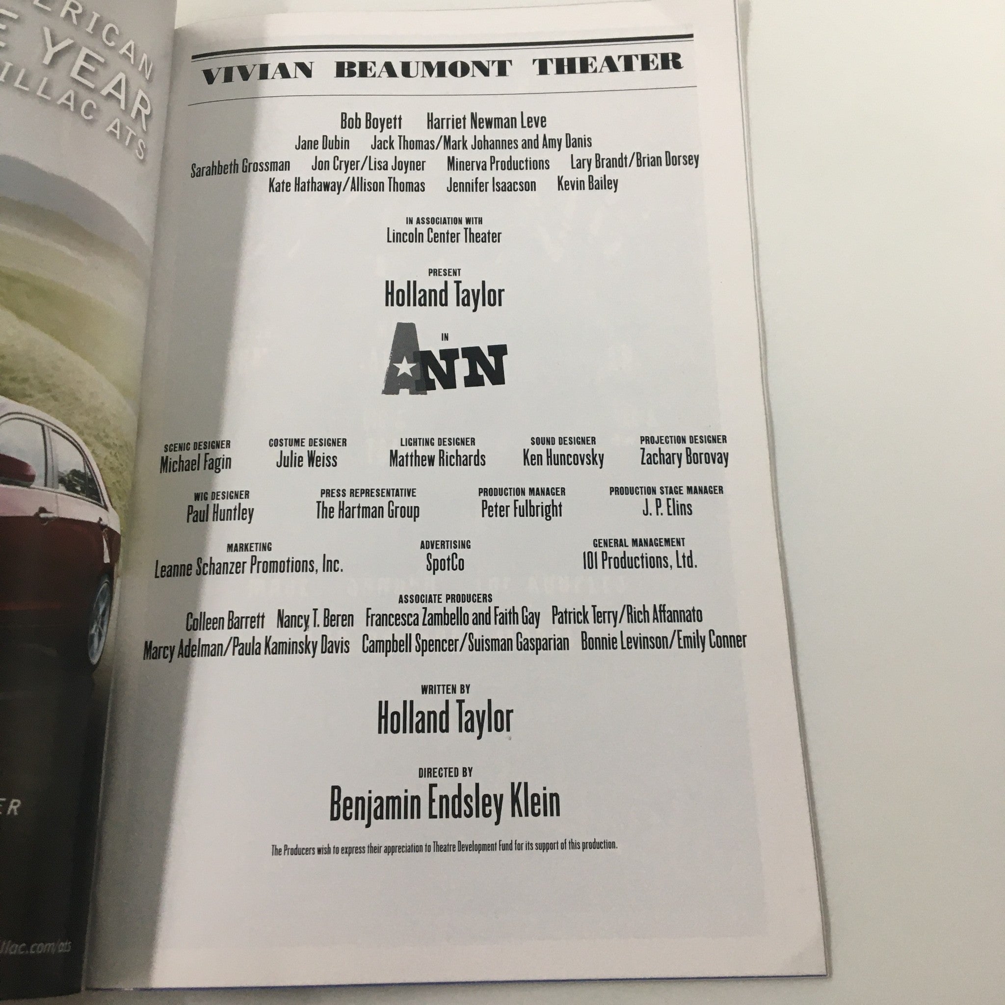 2013 Playbill Vivian Beaumont Theater Holland Taylor in Ann by Benjamin Klein