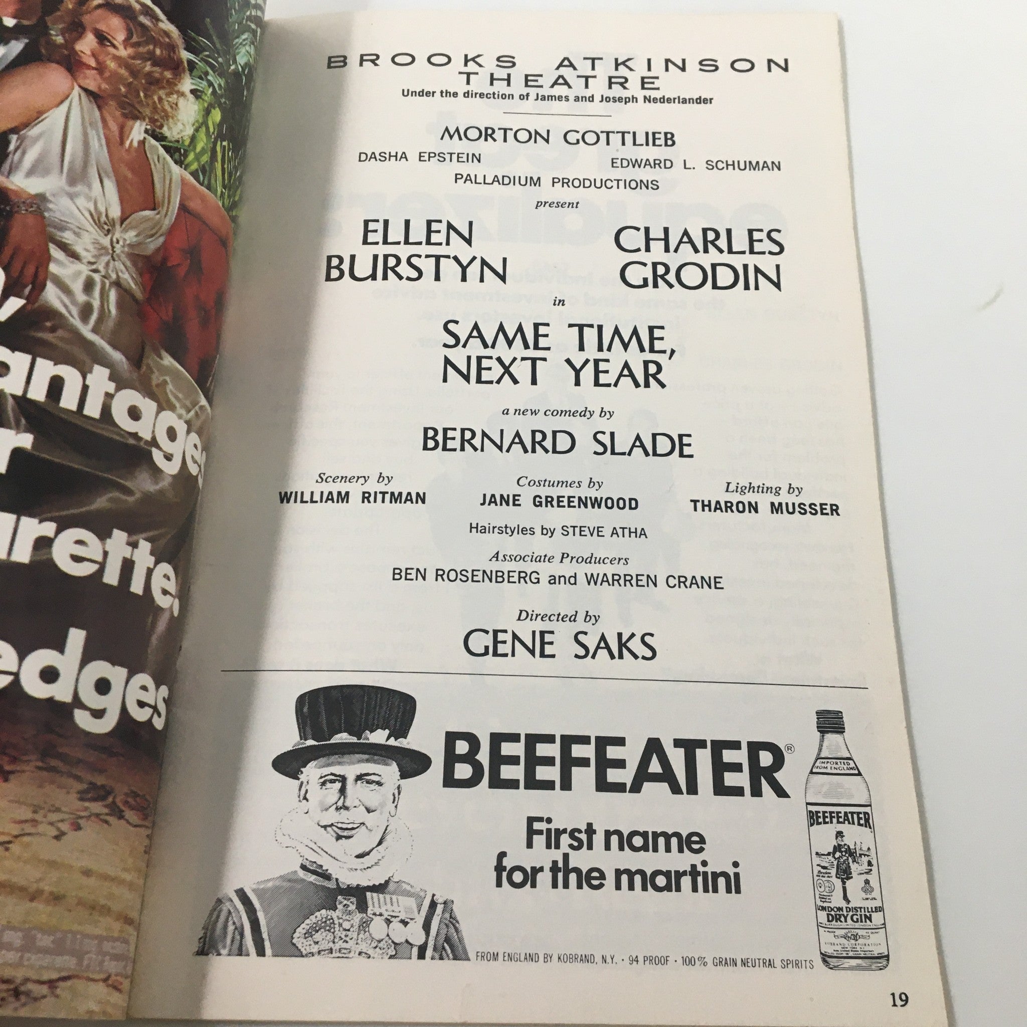 1975 Playbill Brooks Atkinson Theatre Ellen Burstyn in Same Time, Next Year