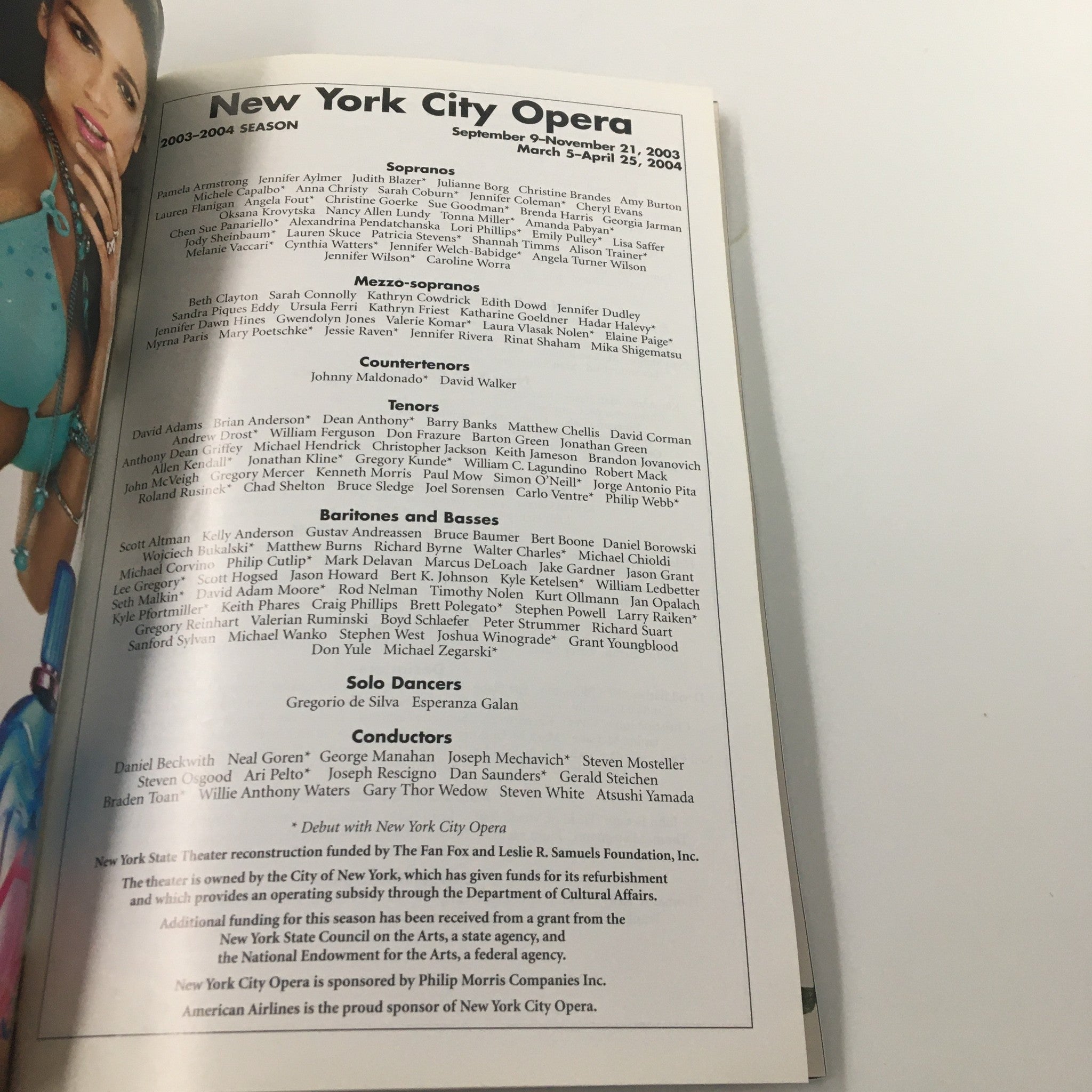 2004 Playbill New York City Opera Gregorio de Silva, Esperanza Galan Dancers