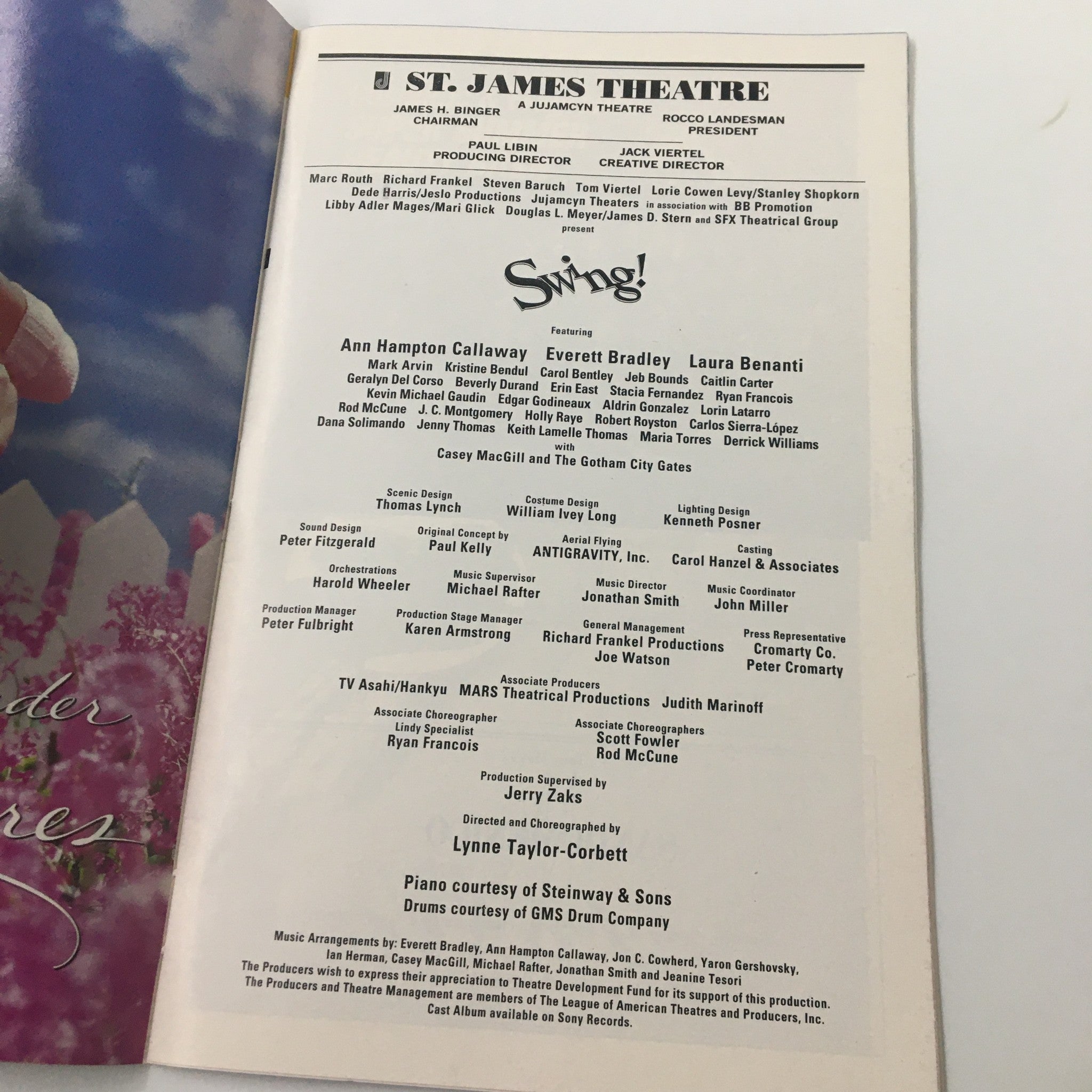 2000 Playbill St. James Theatre Ann Hampton Callaway, Laura Benanti in Swing!