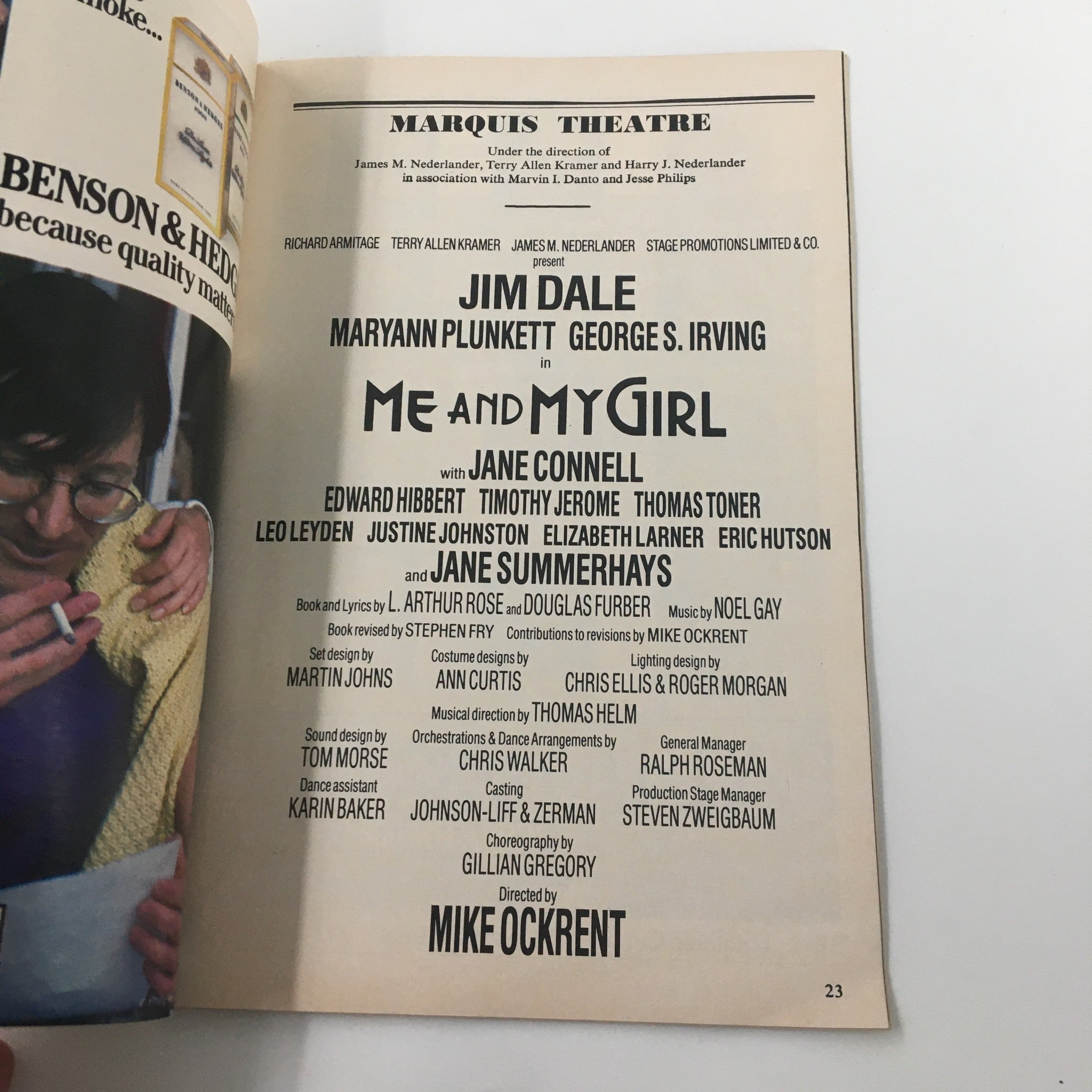 1987 Playbill Marquis Theatre Jim Dale, Maryann Plunkett in Me and My Girl