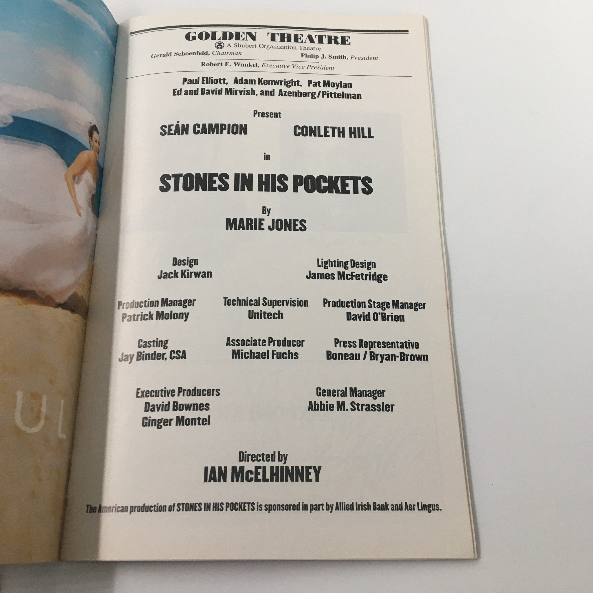 2001 Playbill Golden Theatre Sean Campion, Conleth Hill in Stones in his Pockets