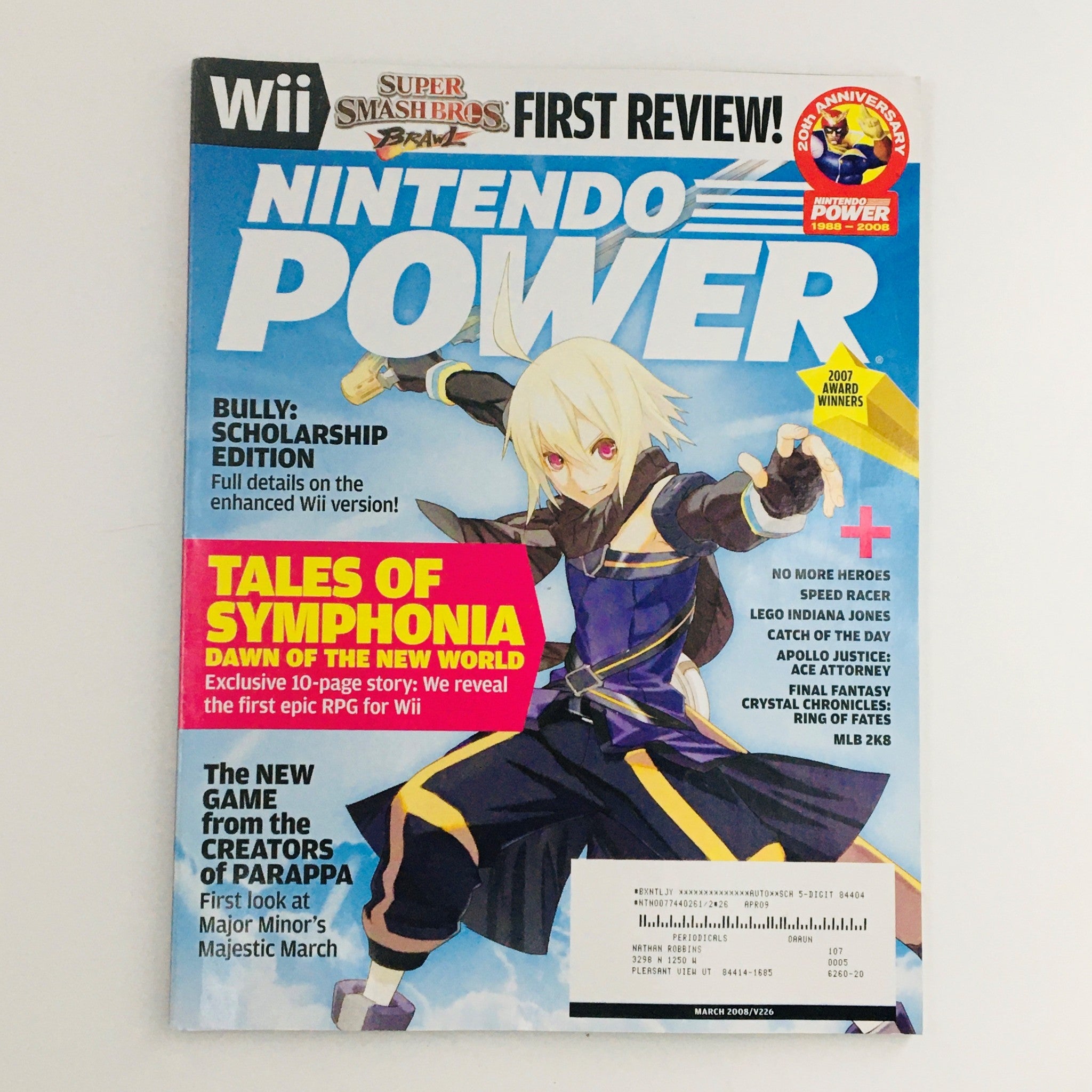 Nintendo Power Magazine March 2008 Tales of Symphonia Dawn of the New World, VG