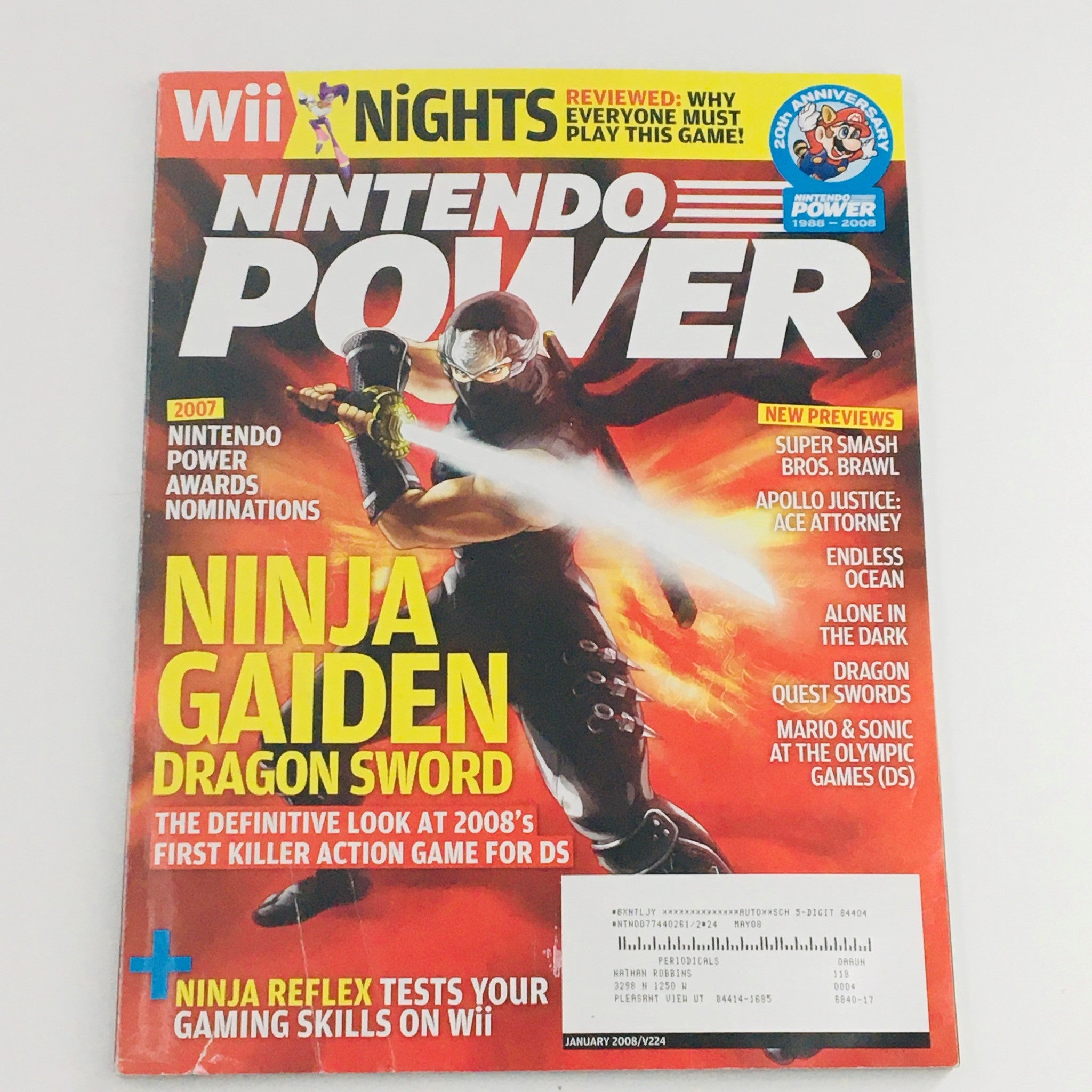 Nintendo Power Magazine January 2008 Ninja Gaiden Dragon Sword & Ninja Reflex