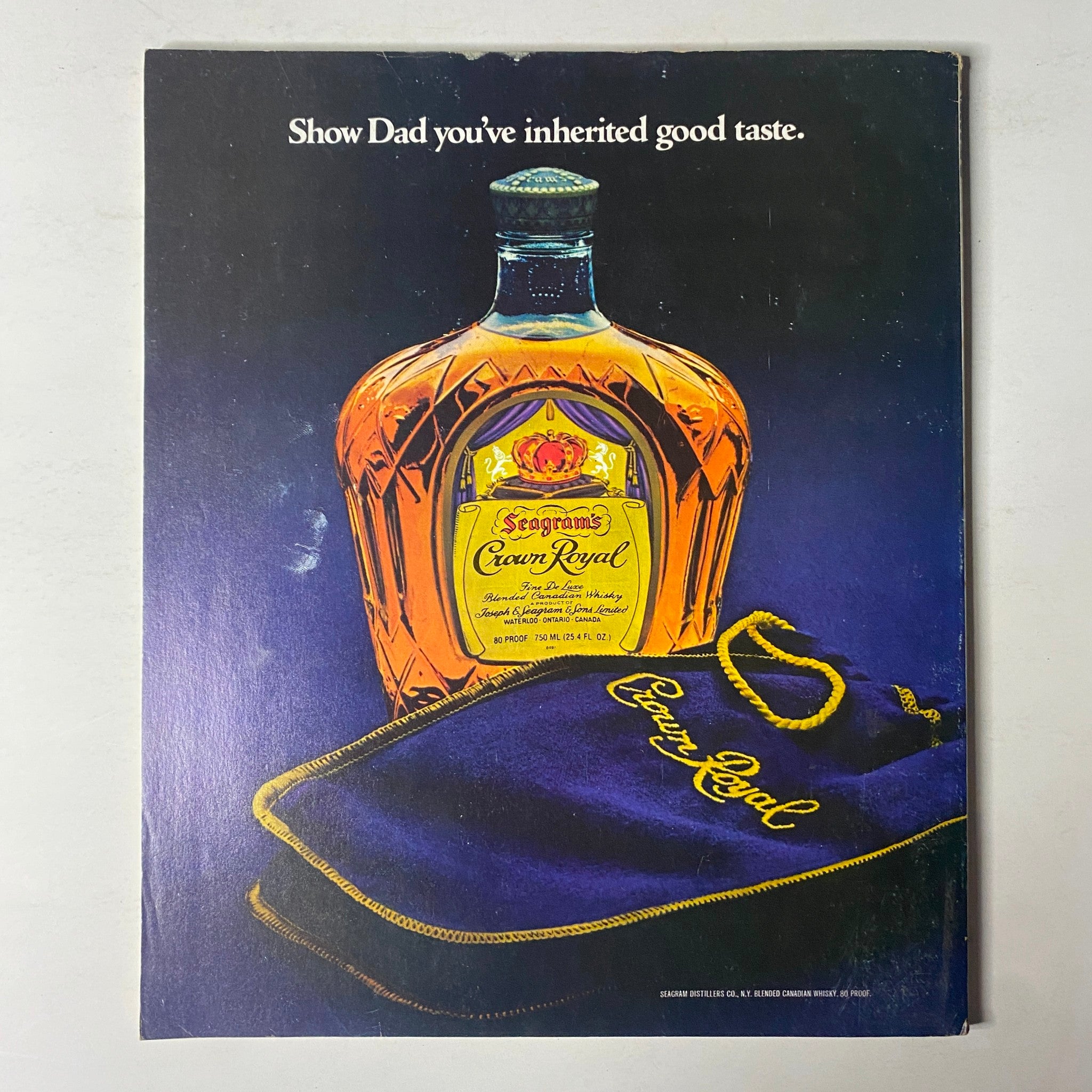 Back cover of Fortune Magazine June 4, 1979 depicting an advertisement for Seagram's Crown Royal whiskey.